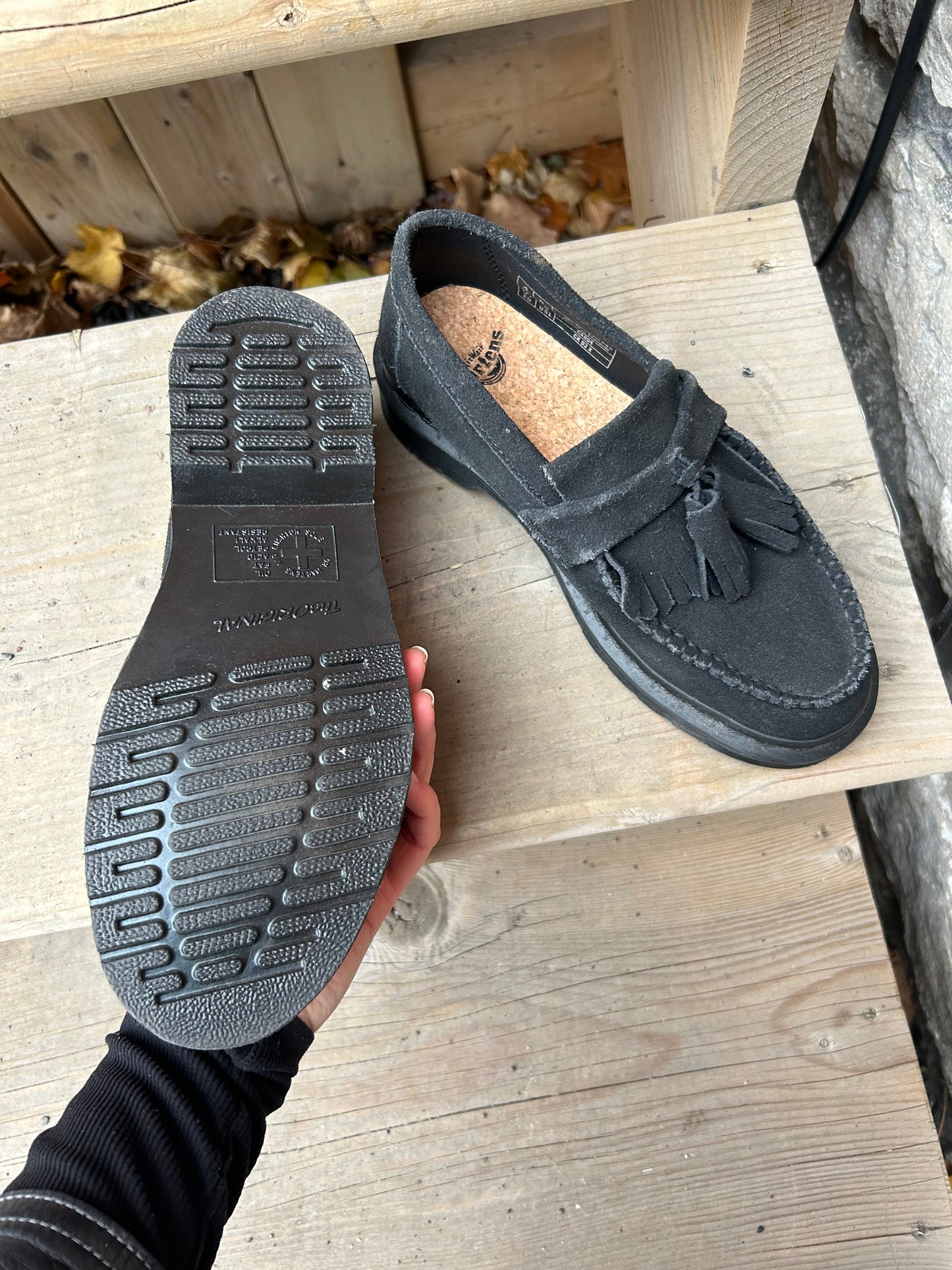 Modern Dr Martens Adrian Mono Black Suede Loafers / Size 6.5-7