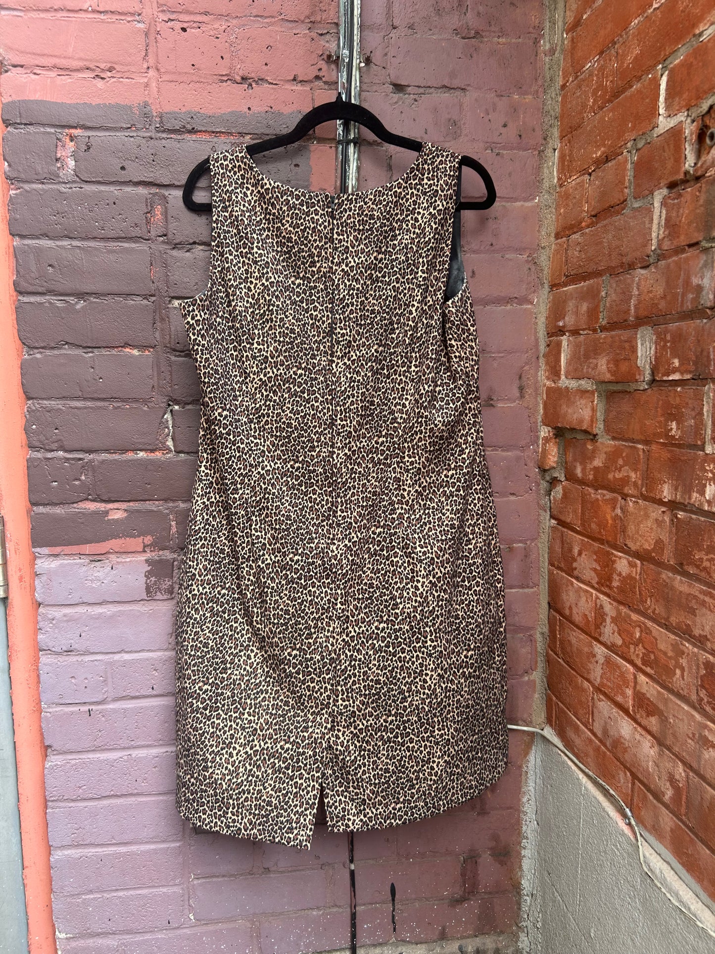 90's Vintage Leopard Print Mini Dress / Size 14