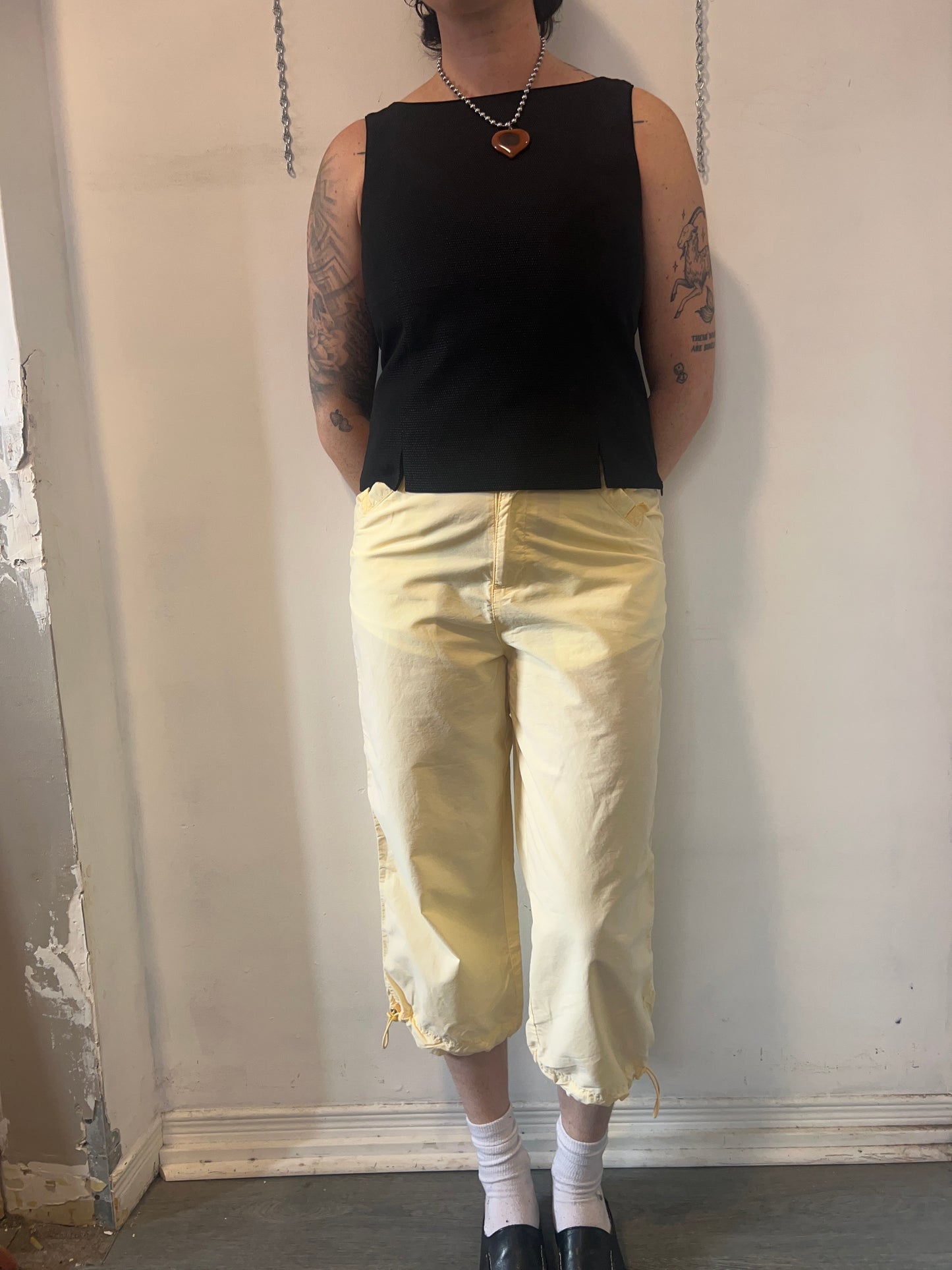 90's Vintage Black Micro Polka Dot High Neck Structured Tank / Size M