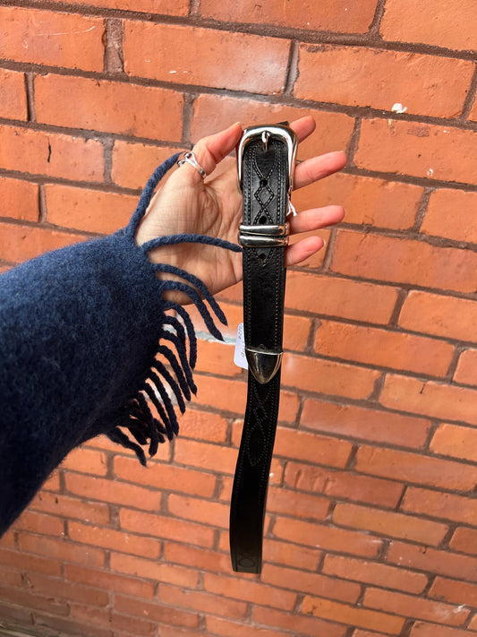 90’s Vintage Black Leather Western Belt / 42-46 Waist