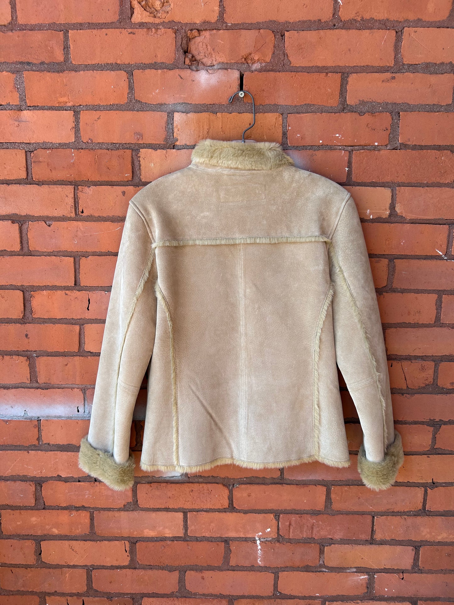 90’s Vintage Beige Suede Zip Up Jacket / Size S