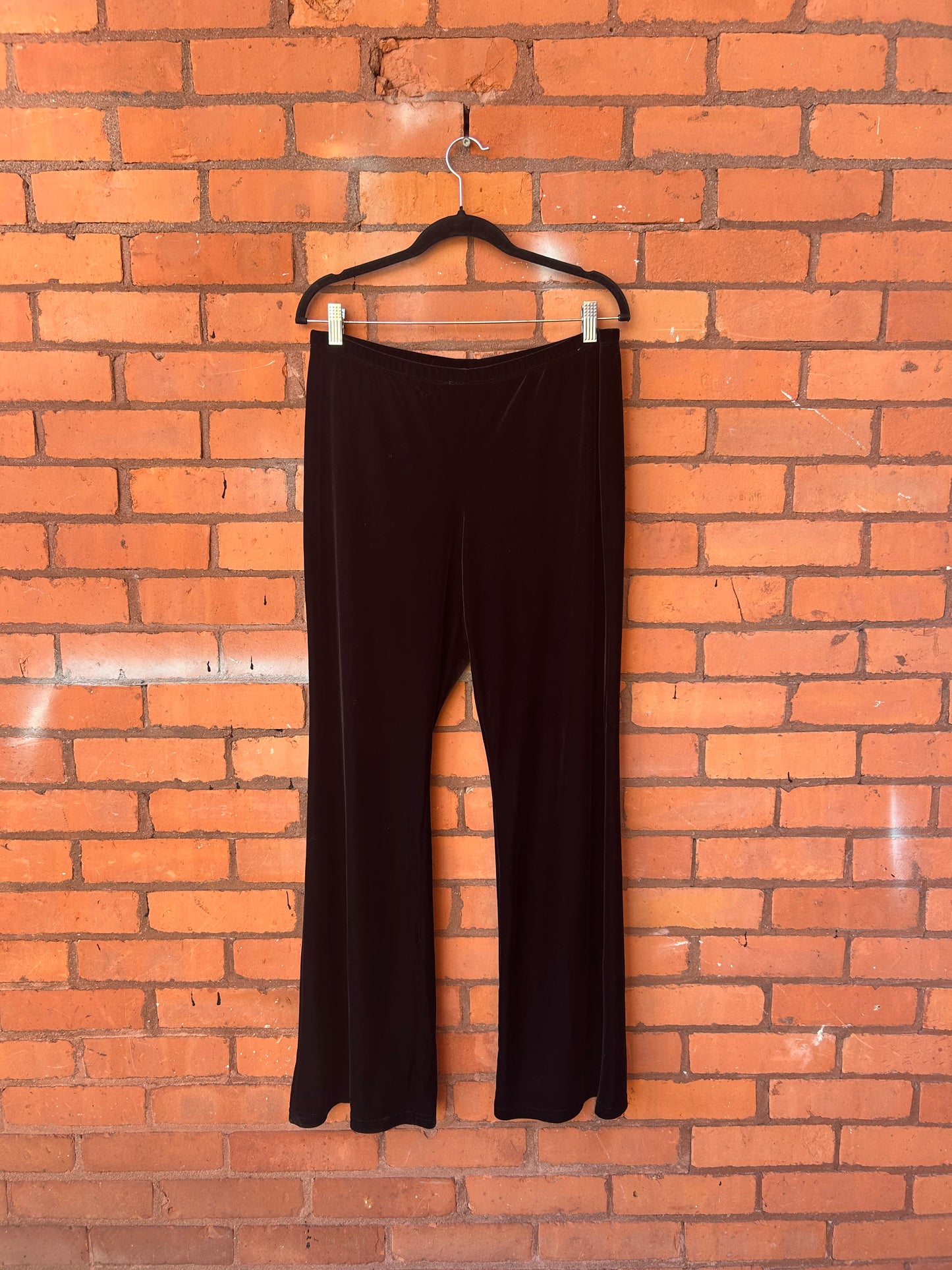 90’s Vintage Black Velvet Flare Pants / 34 - 38 Waist