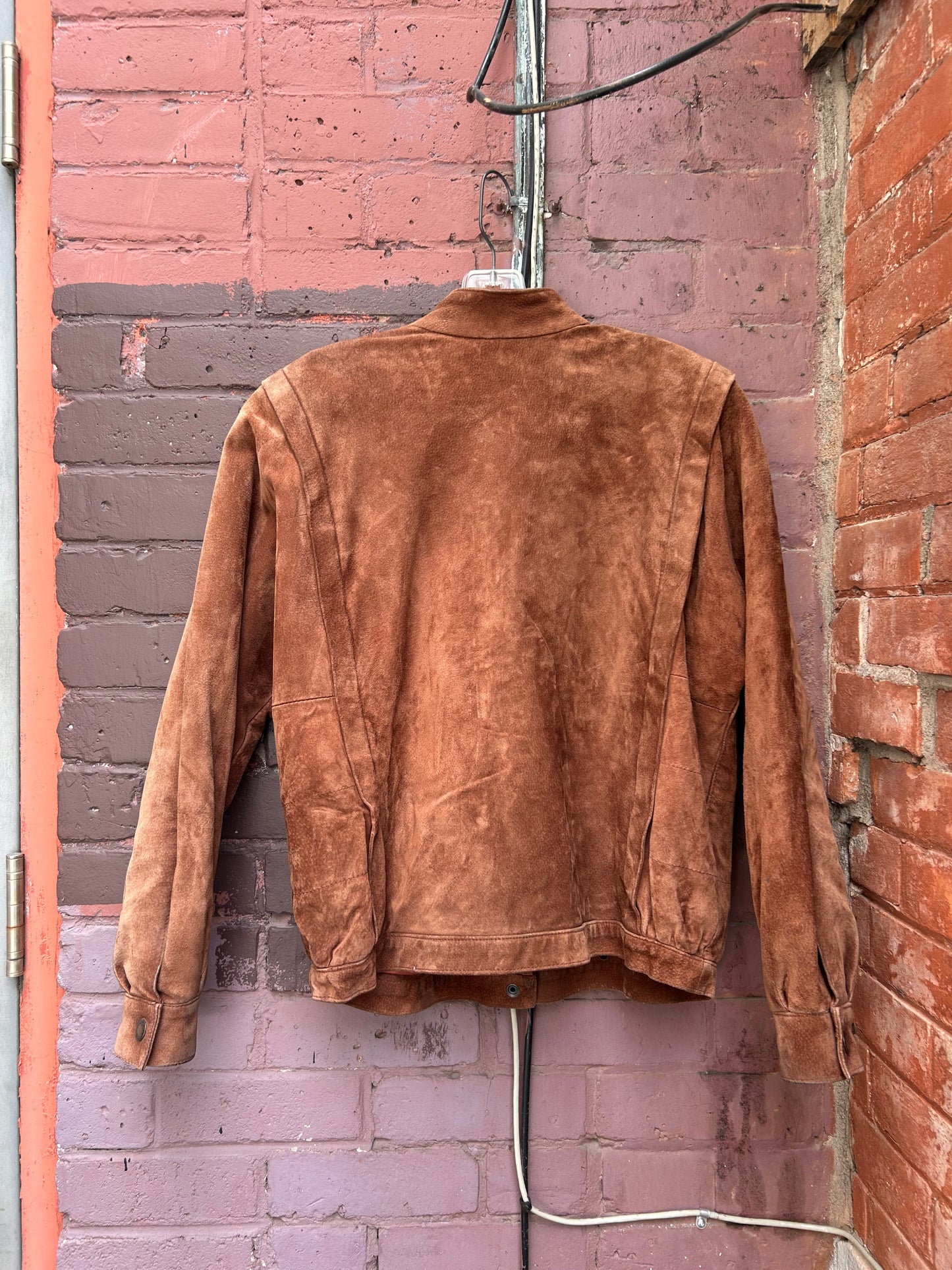 80's Vintage Brown Suede Bomber Jacket / Size S