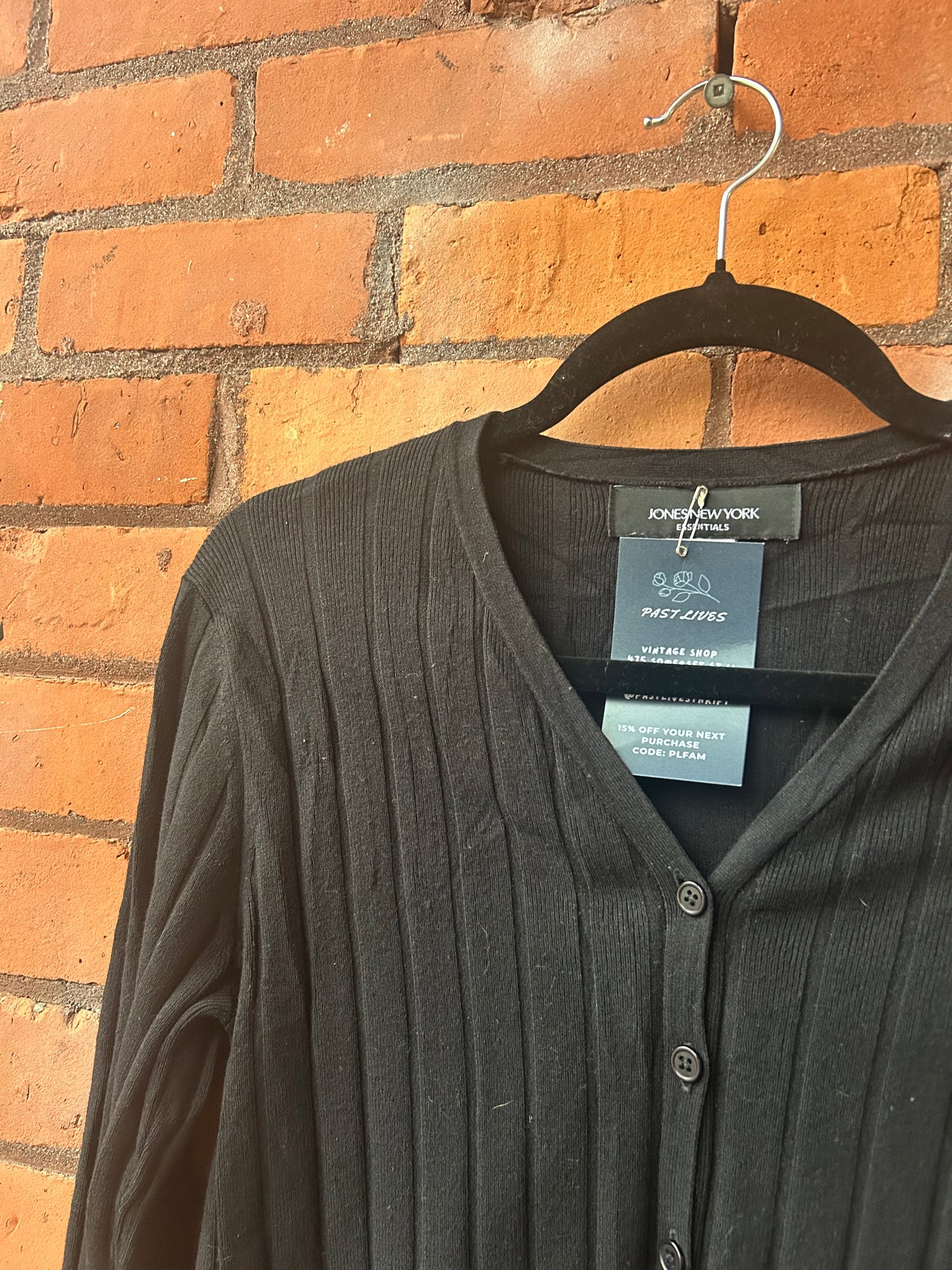 Y2K Vintage Black Ribbed Fitted Cardigan / Size S