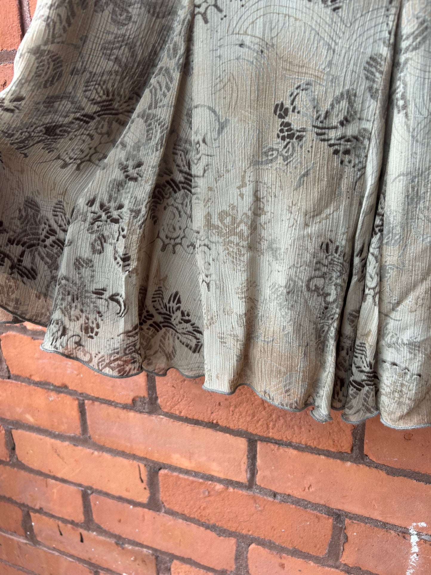 Y2K Floral Brown Fairy Midi Skirt / 28 Waist