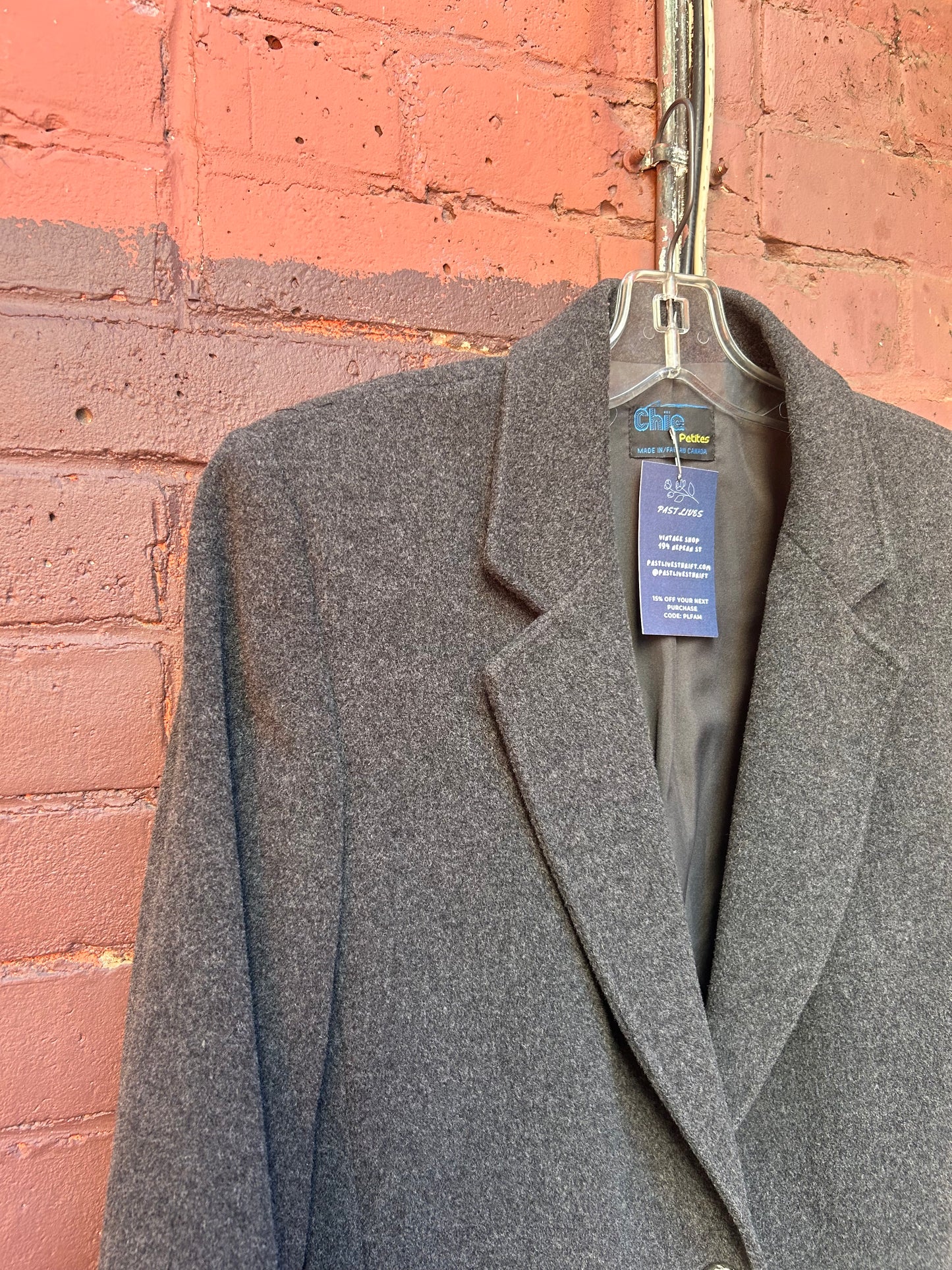 90's Vintage Grey Wool & Cashmere Blazer / Size S