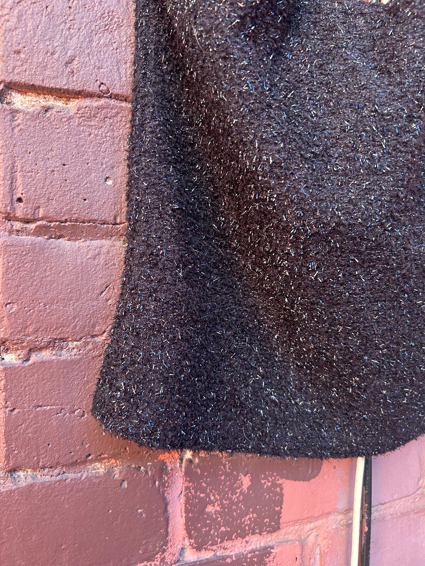 90's Vintage Fuzzy Sparkly Black Halter Top / Size M