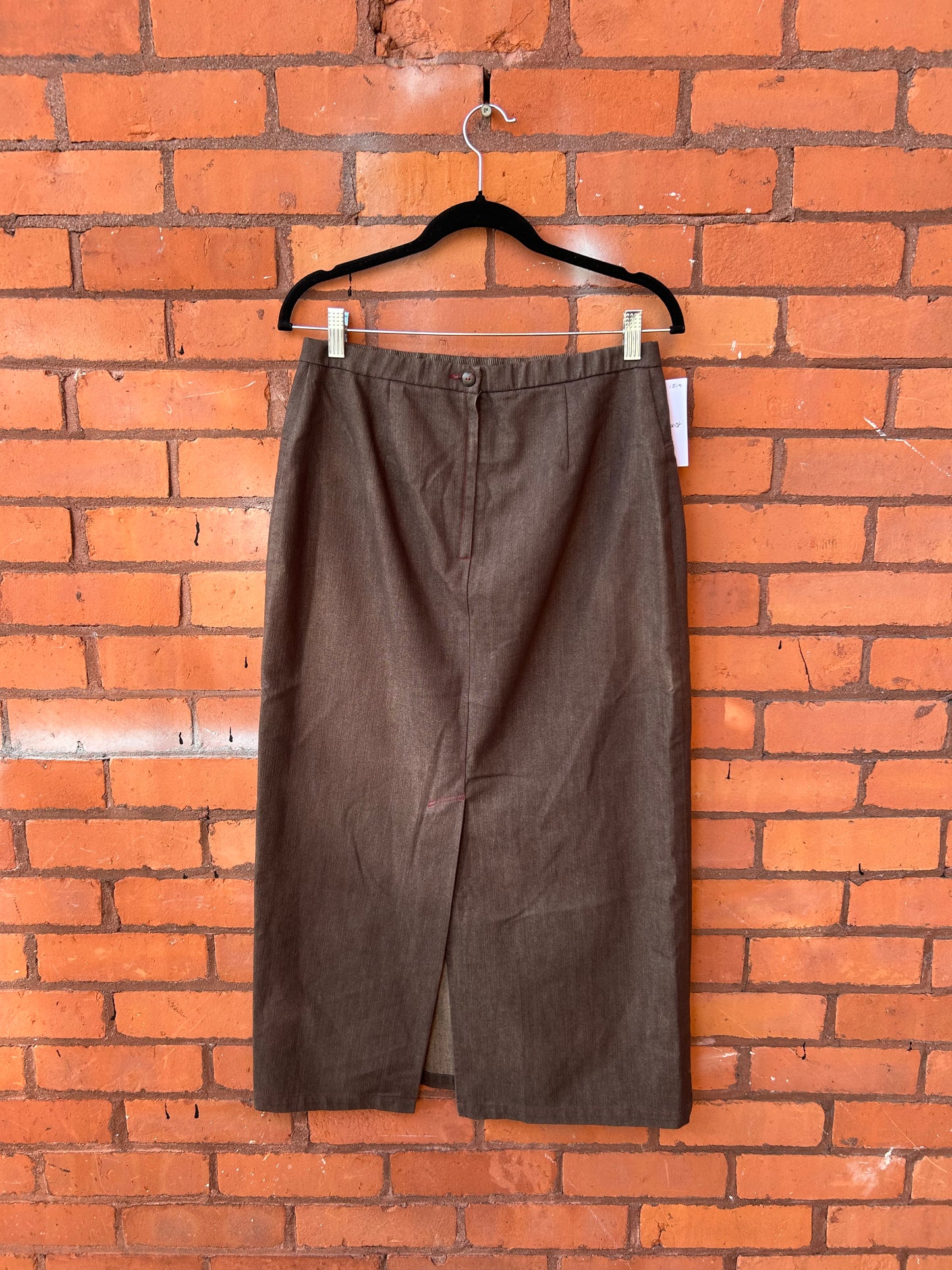 Y2K Vintage Brown Denim Maxi Skirt / 29 Waist