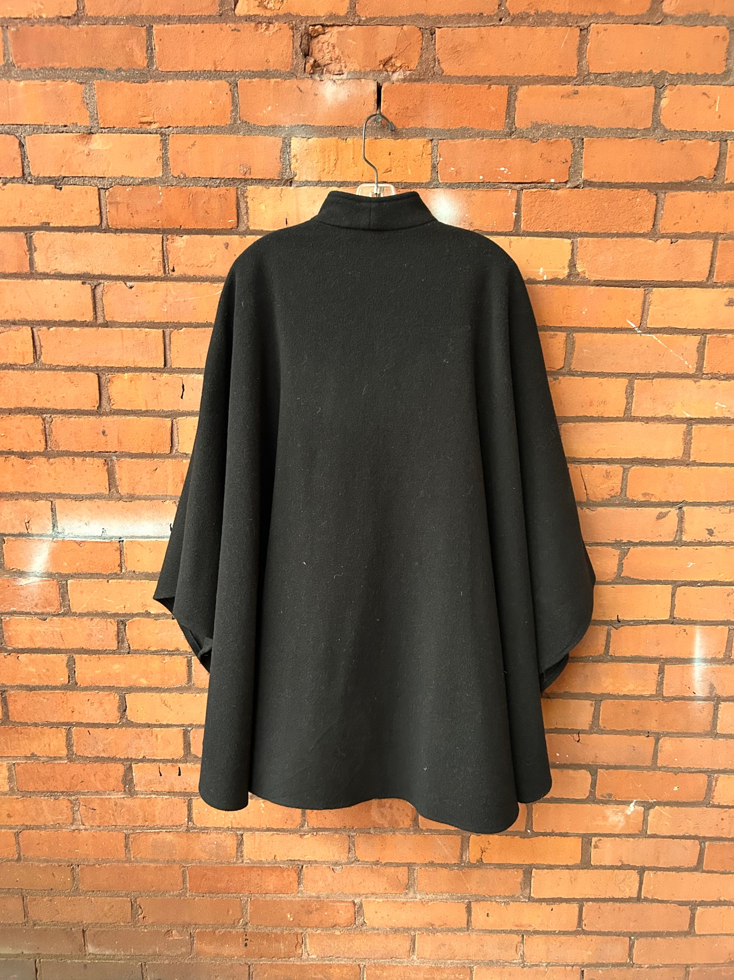 90’s Vintage Black Wool Cashmere Blend Cape Coat