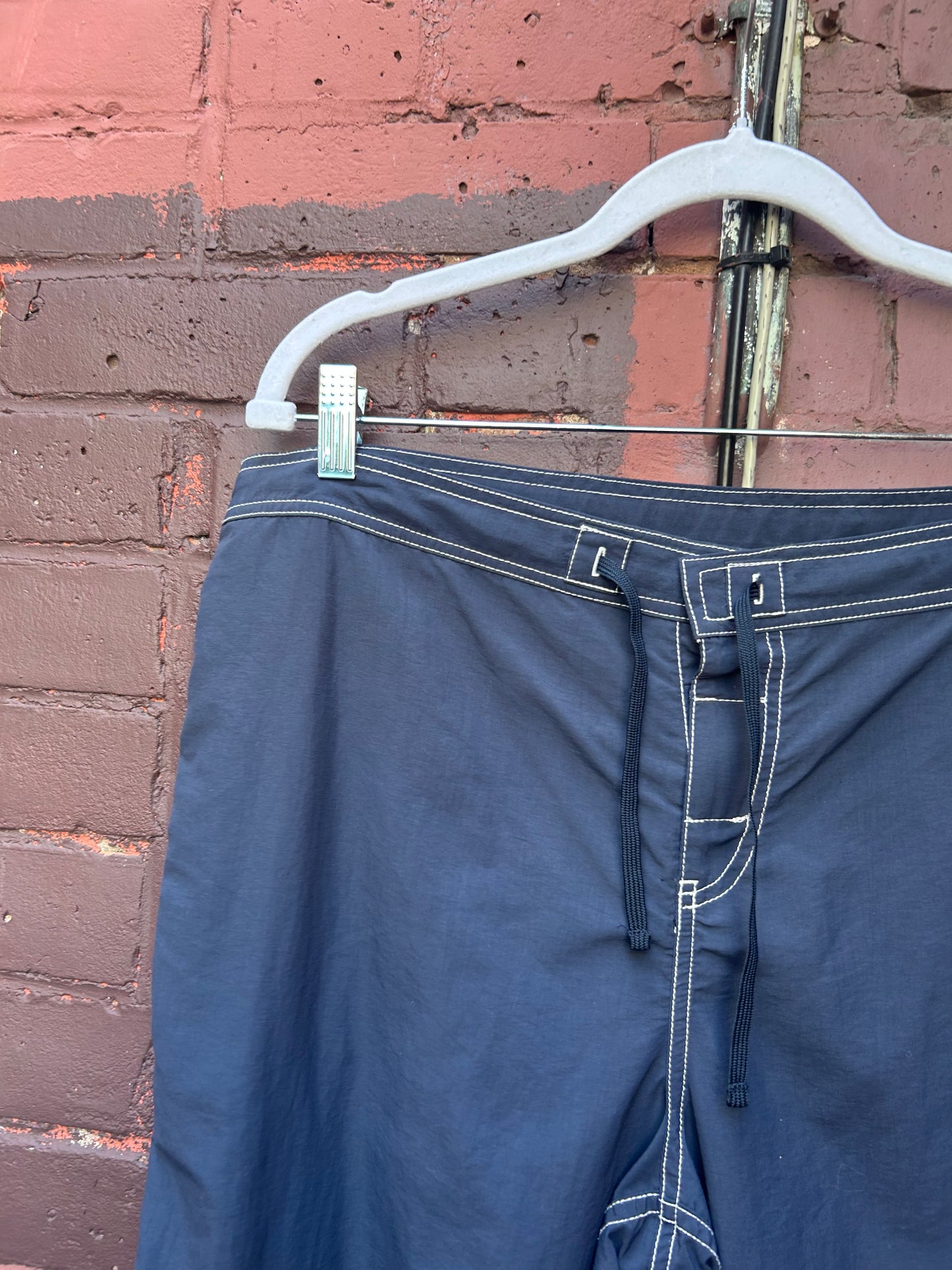 Y2K Vintage Blue Nylon Cargo Capris / 38 Waist