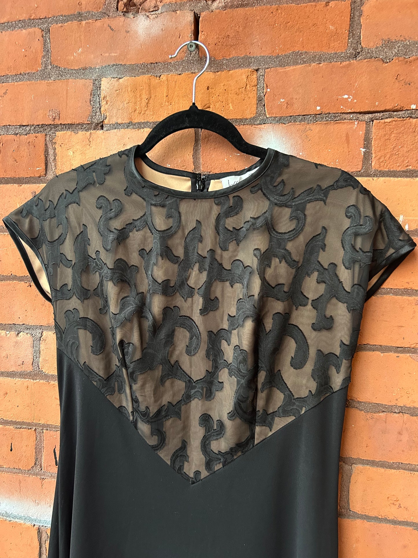 90’s Vintage Vampy Jacquard Maxi Dress / Size 6