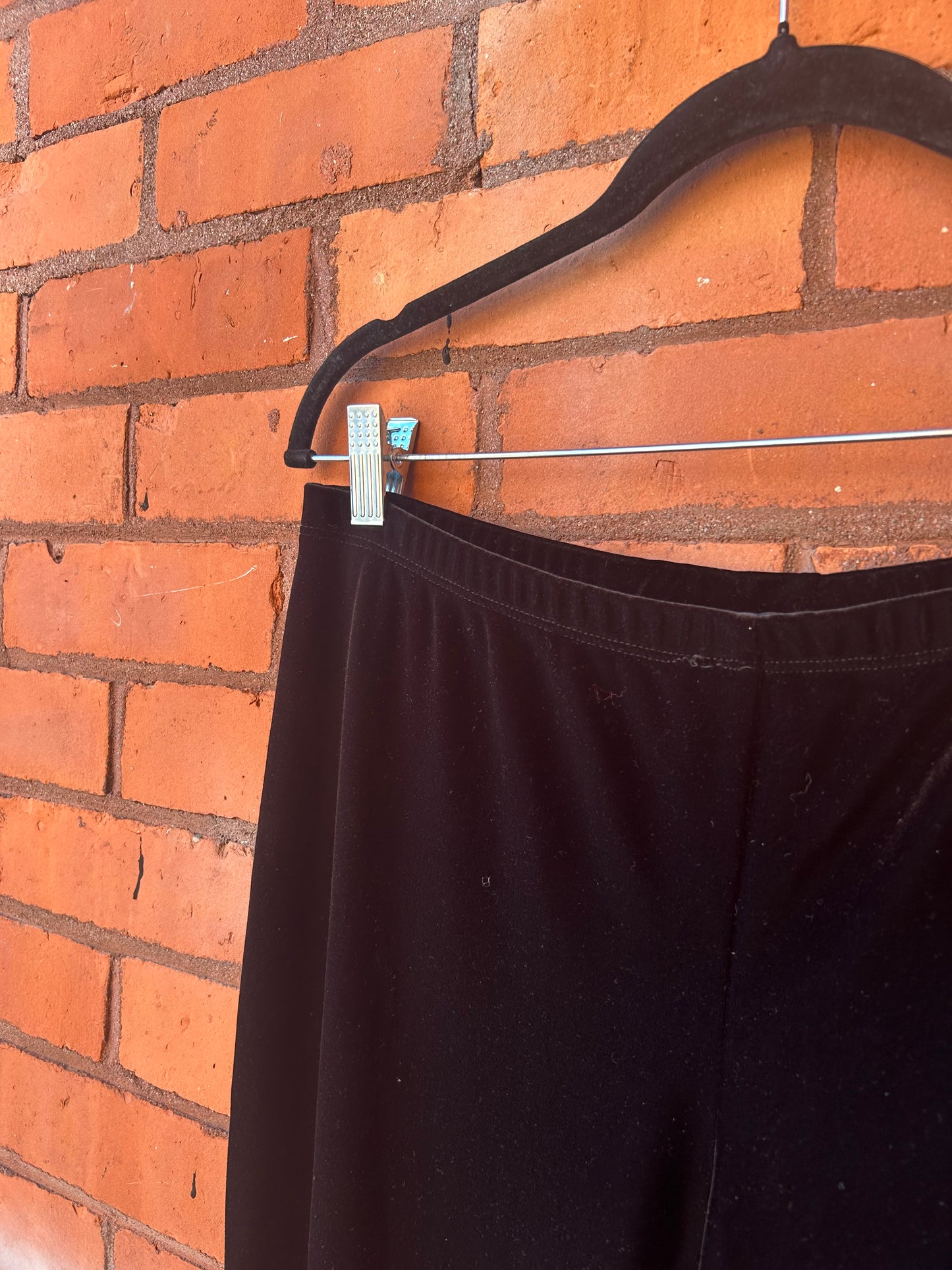 90’s Vintage Black Velvet Flare Pants / 34 - 38 Waist