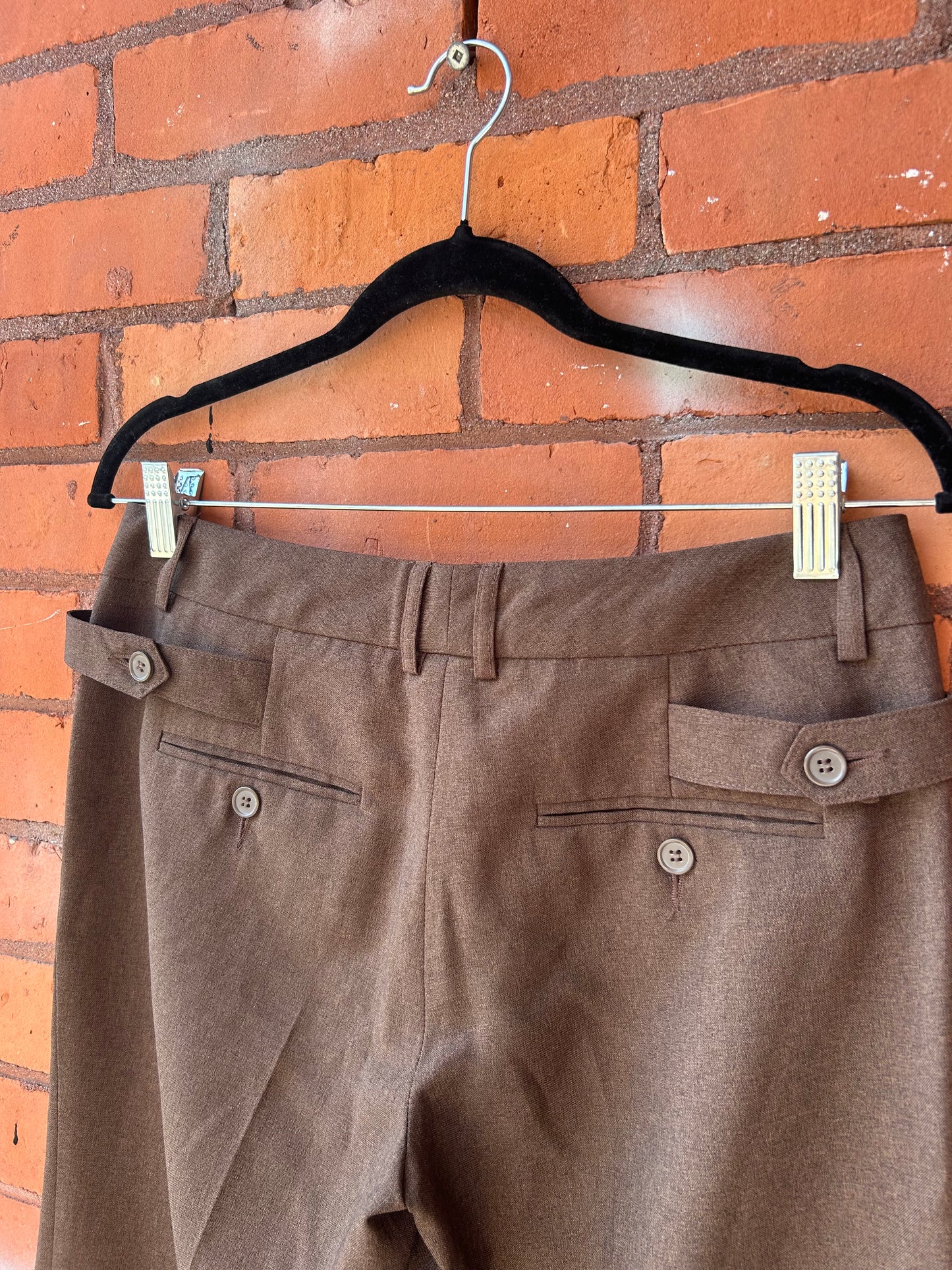Y2K Vintage Brown Low Rise Wide Leg Trousers / 30 Waist
