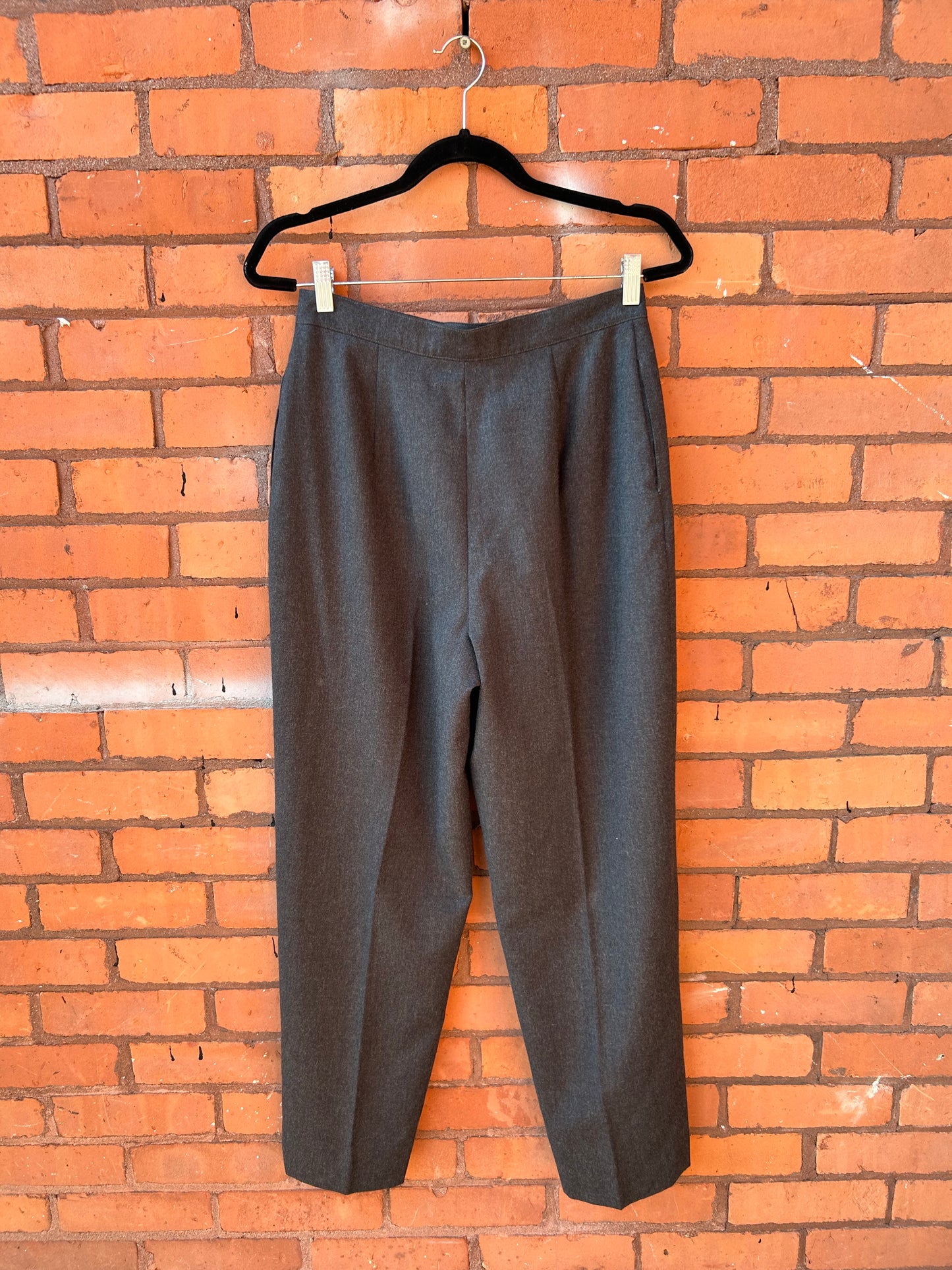 90’s Vintage Charcoal Grey Wool Trousers / 29 Waist