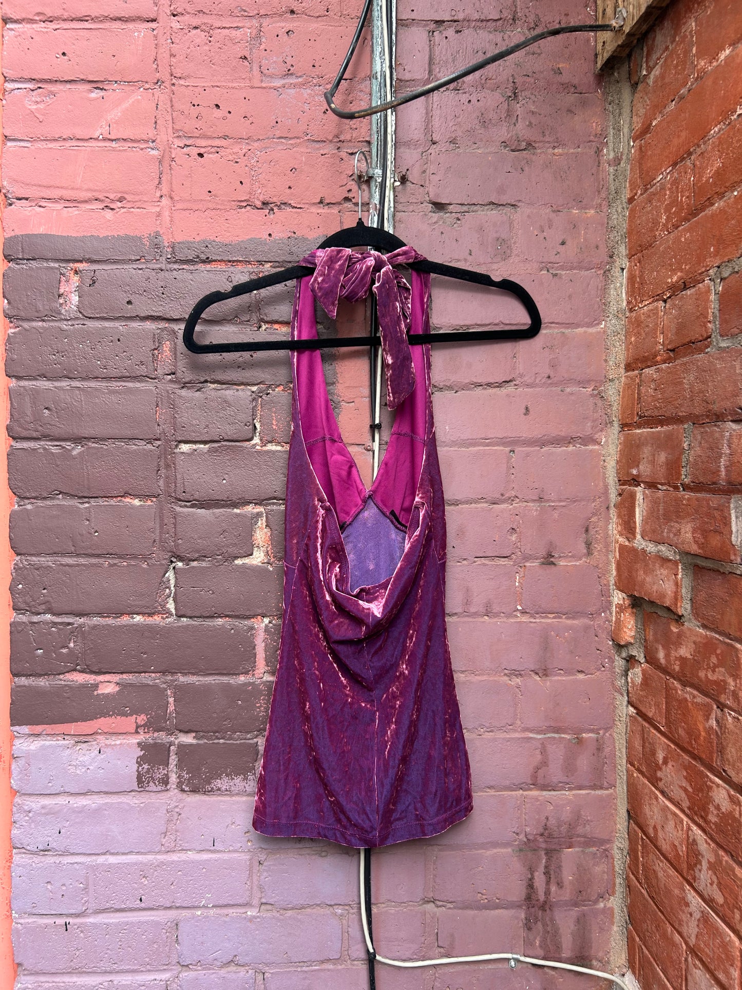 90’s Vintage Purple Crushed Velvet Halter Top / Size XS