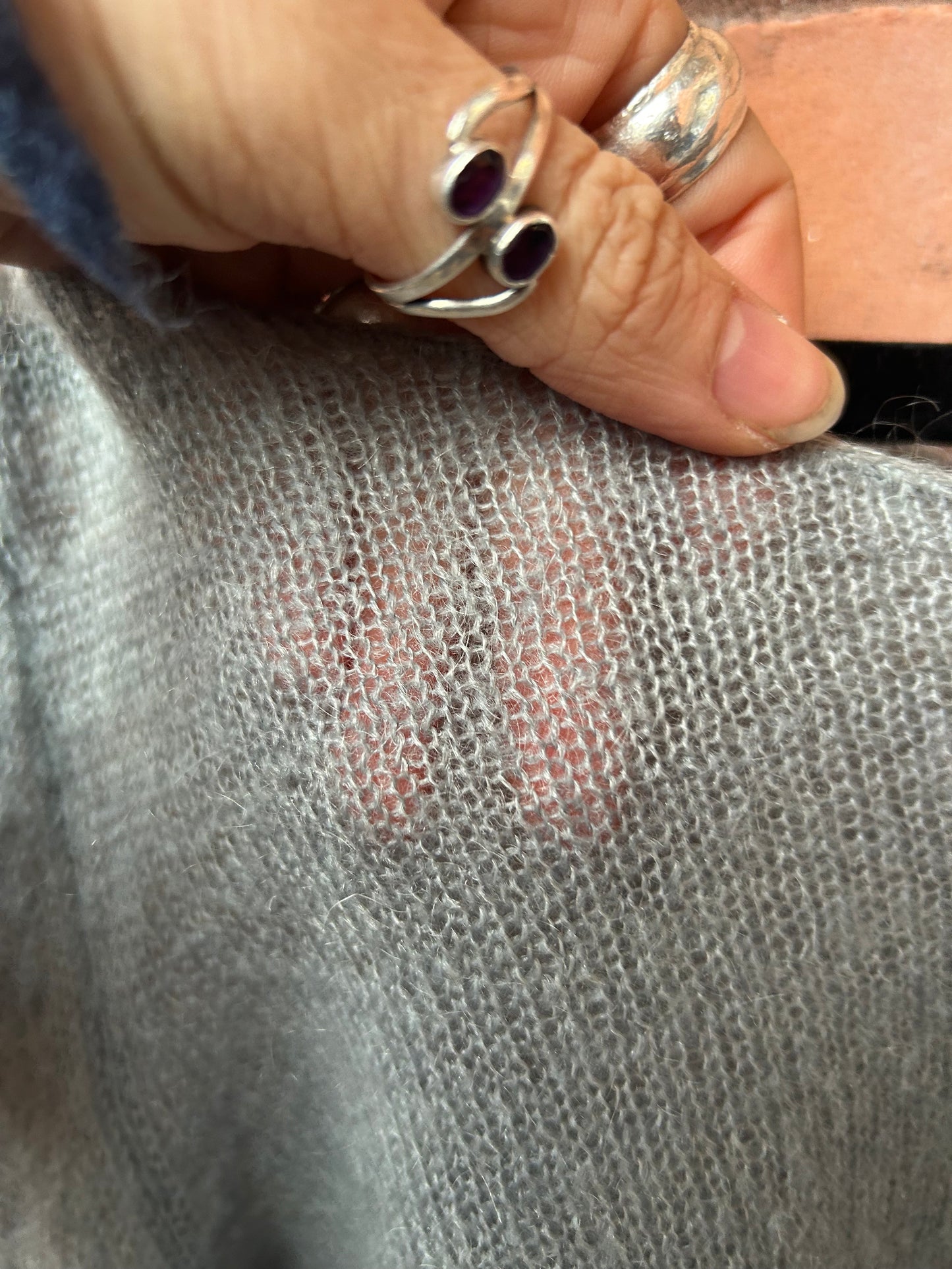 Y2K Vintage Grey Sheer Mohair Sweater / Size L