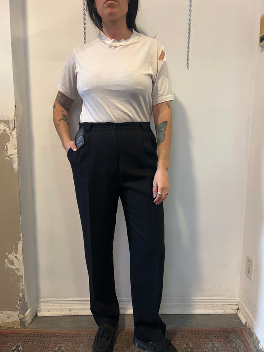 90’s Vintage Black Classic Wool Trousers / 34 Waist