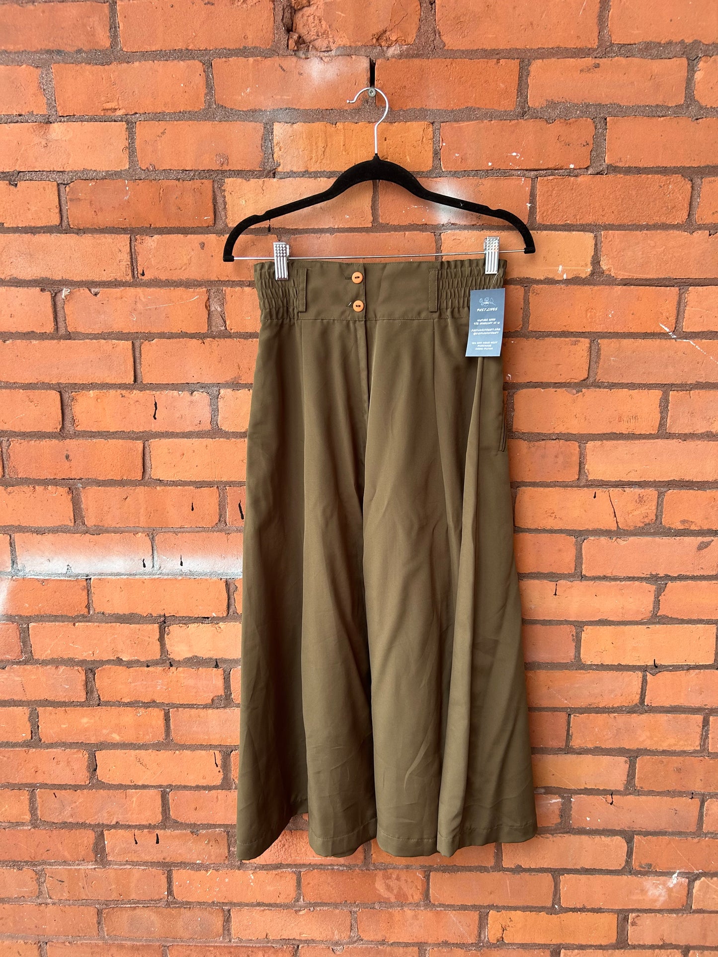 90’s Vintage Olive Green A-line Midi Skirt / 24-26 Waist