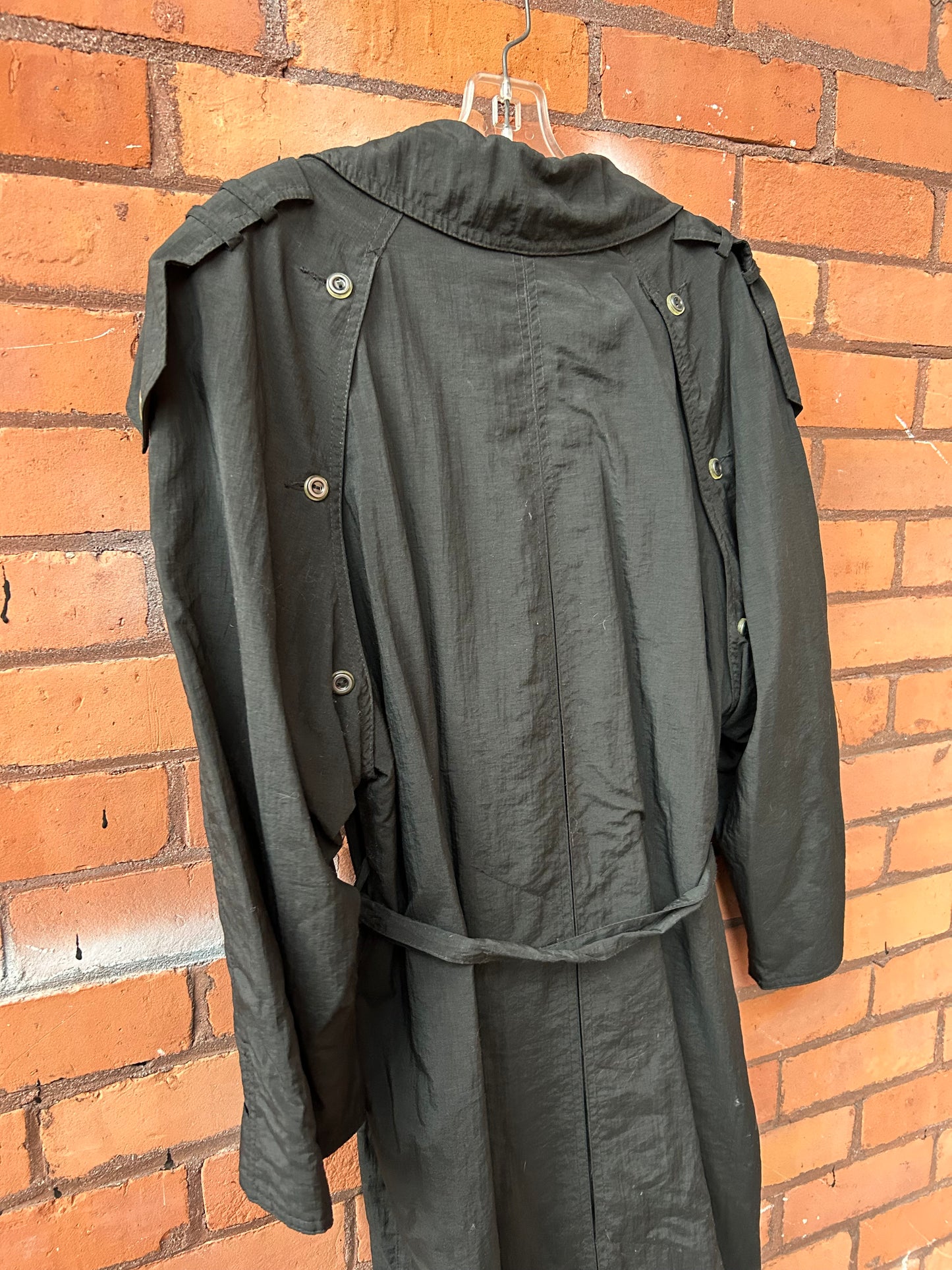 90’s Vintage Black Double Breasted Trench Coat / Size S-M