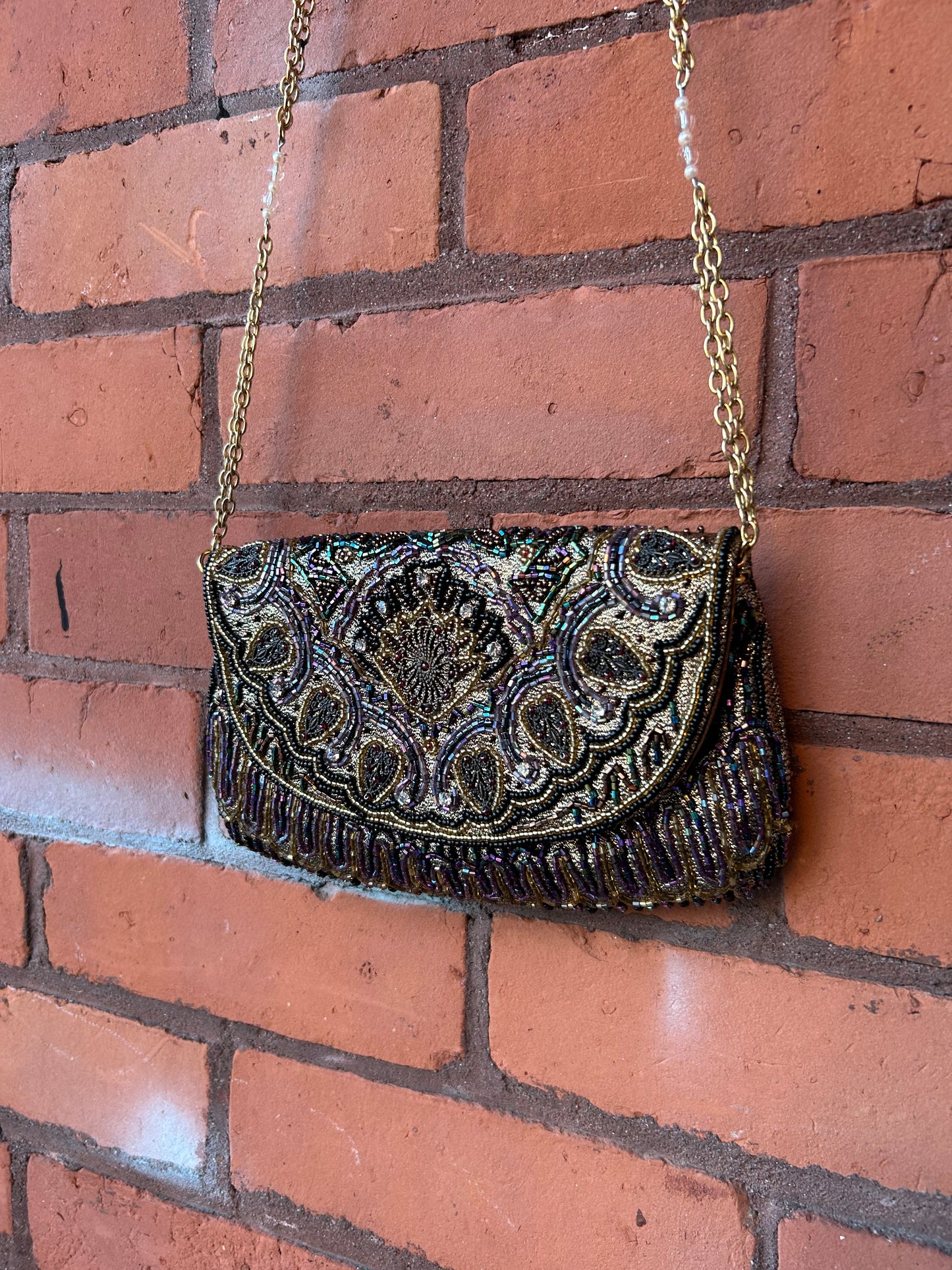 90’s Vintage Gold Beaded Evening Purse