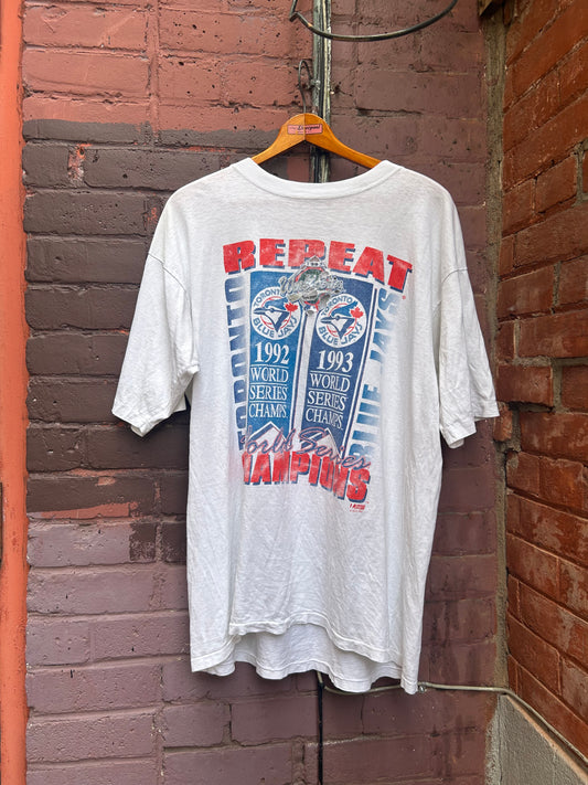 1993 Vintage Toronto Blue Jays Distressed World Series Champions Tee / Size XL