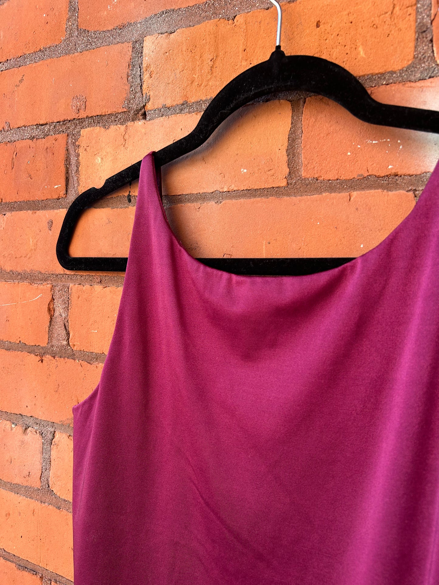 Y2K Vintage Magenta High Neck Lycra Tank Top / Size M