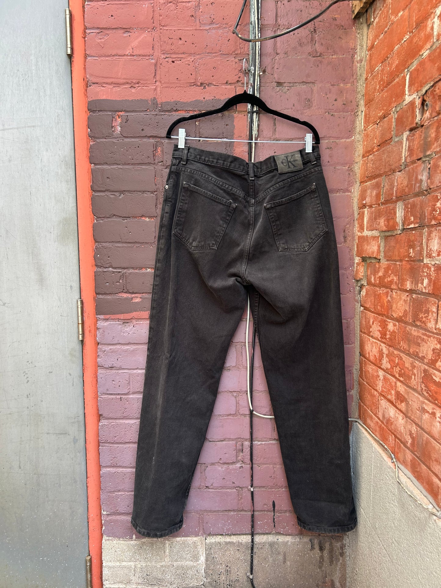 90's Vintage Calvin Klein Black Straight Leg Jeans / 34 Waist