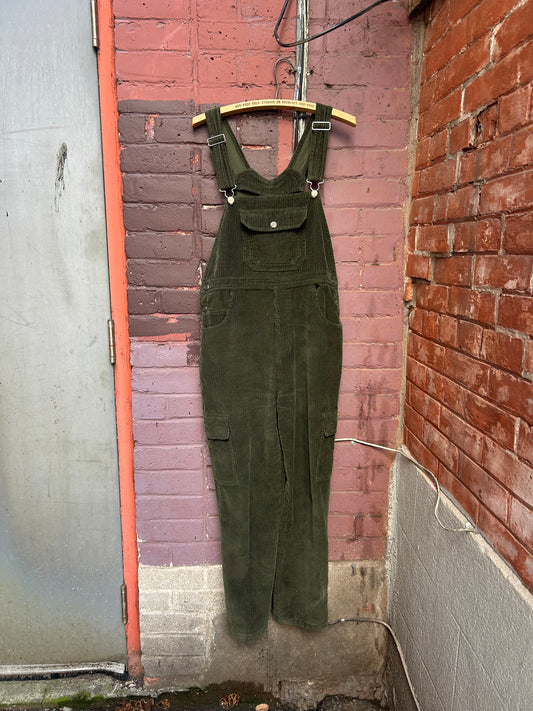 90's Vintage Forest Green Corduroy Overalls / 34 Waist