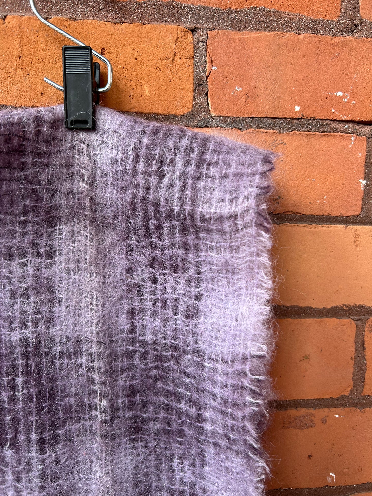 90’s Vintage Purple Plaid Mohair Scarf