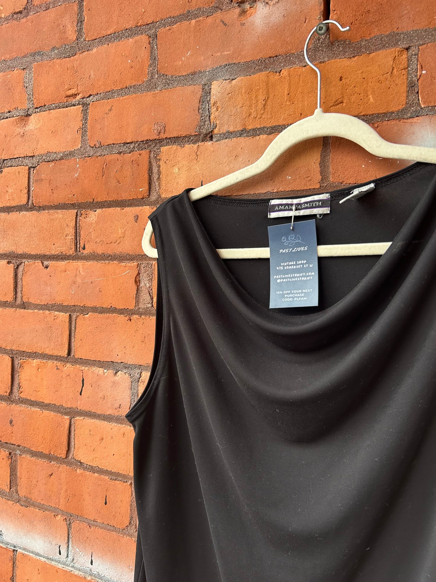 90's Vintage Black Cowlneck Tank / Size L-XL