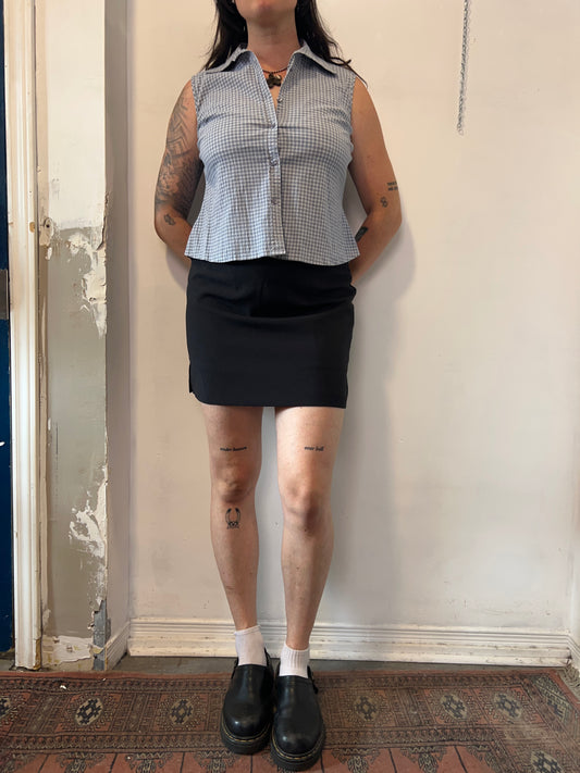 90’s Vintage Blue Plaid Button Down Tank / Size L
