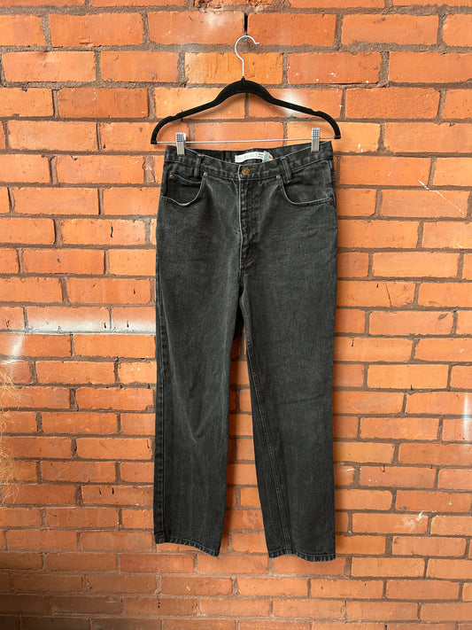 90’s Vintage Faded Black Straight Leg Jeans / 30 Waist