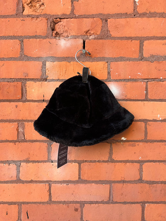 Y2K Vintage Black Plush Bucket Hat