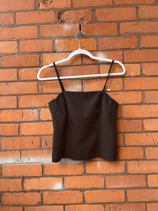 90’s Vintage Black Striped Square Neck Cropped Tank Top / Size S