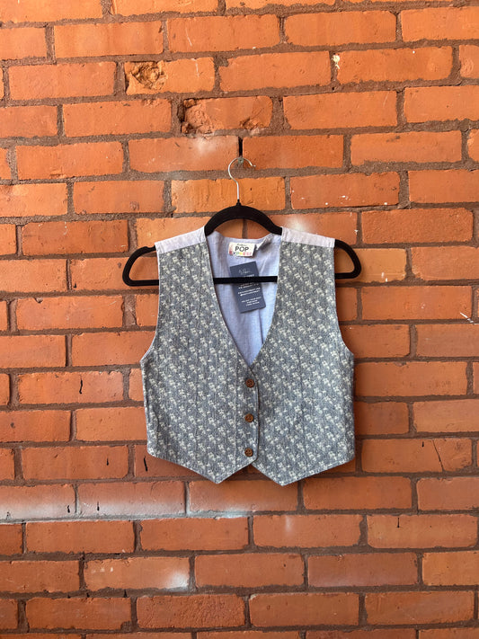 90’s Vintage Blue Cotton Cropped Vest / Size S
