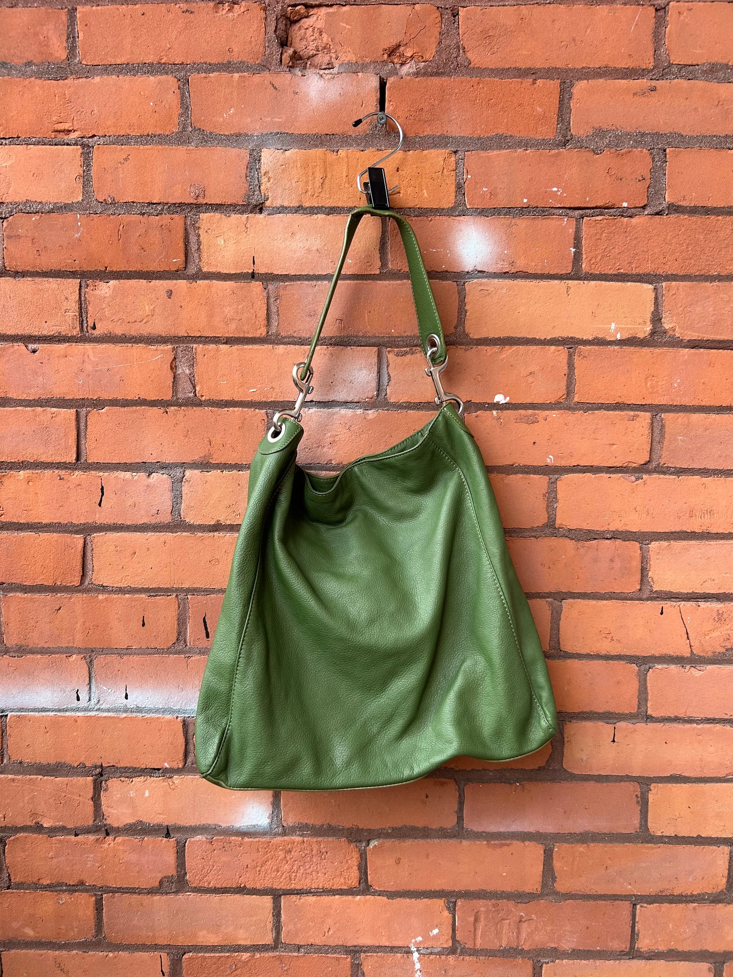 Y2K Vintage Green Italian Leather Slouchy Purse