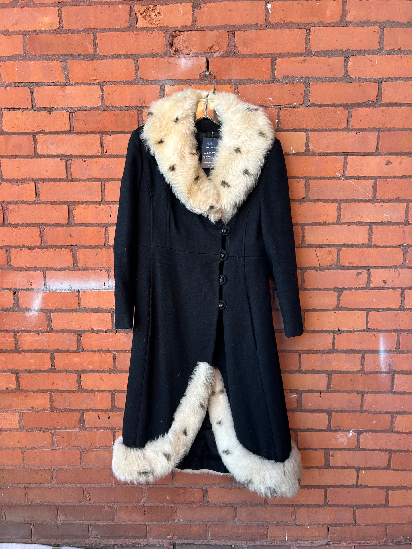 90’s Vintage Wool & Faux Fur Trim Over Coat / Size S
