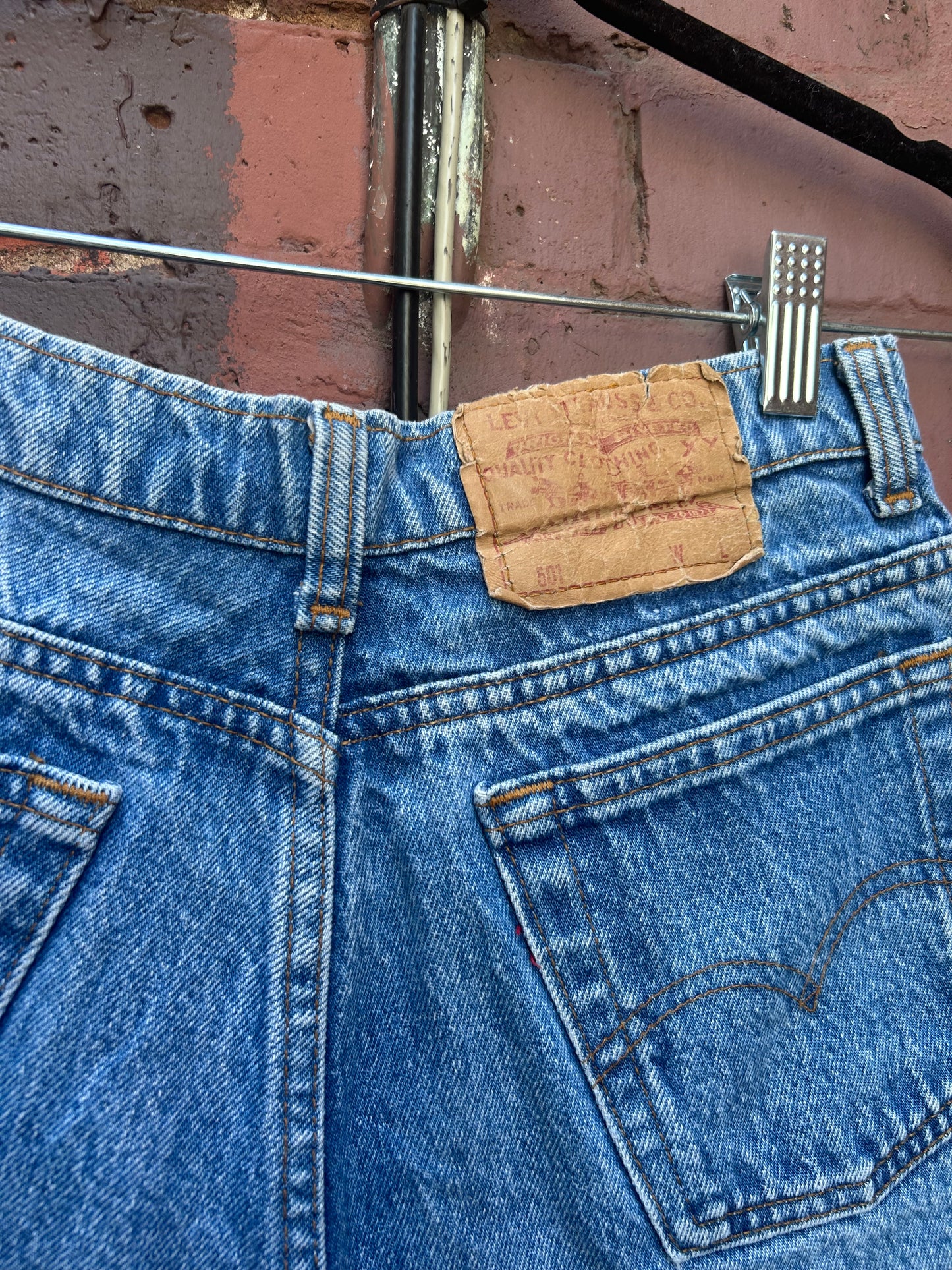 90's Vintage Levi's Cut Off Denim Shorts / 26 Waist