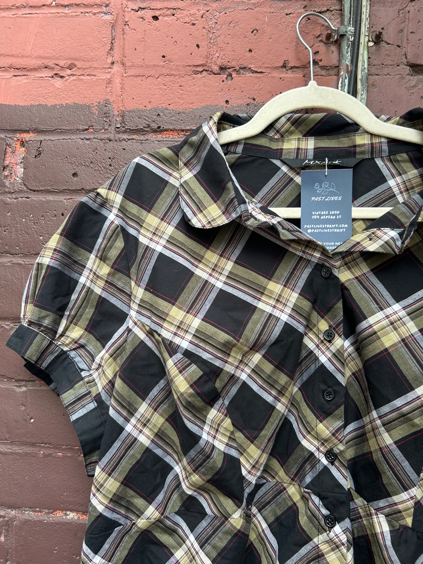 Y2K Vintage Plaid Short Sleeve Blouse / Size 3X