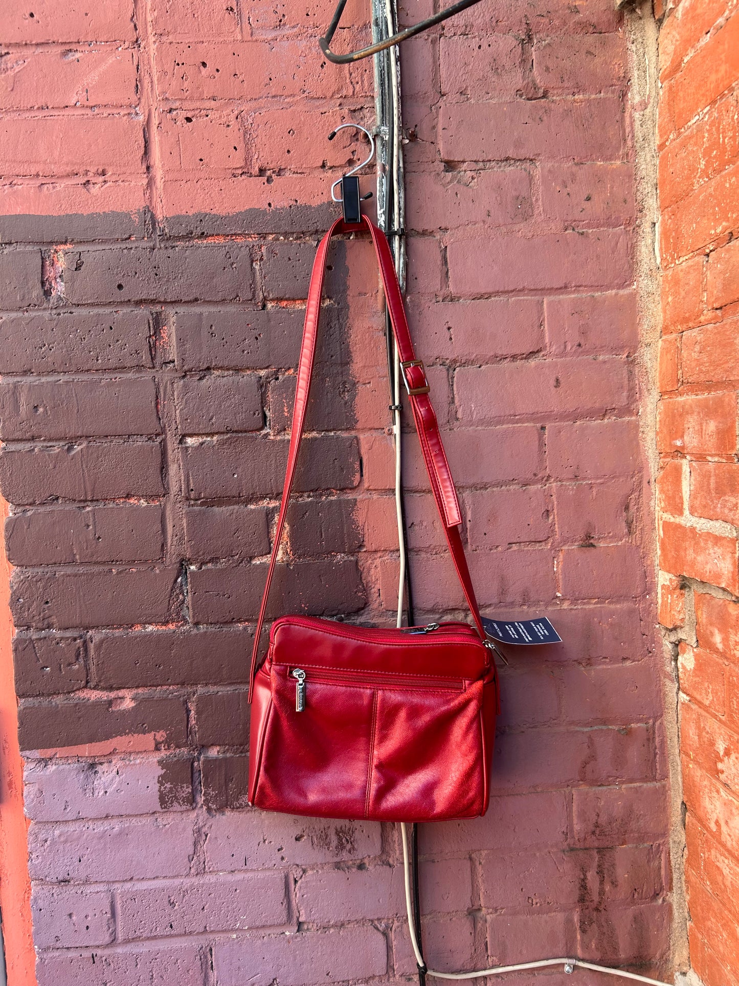 90's Vintage Red Leather Crossbody Purse