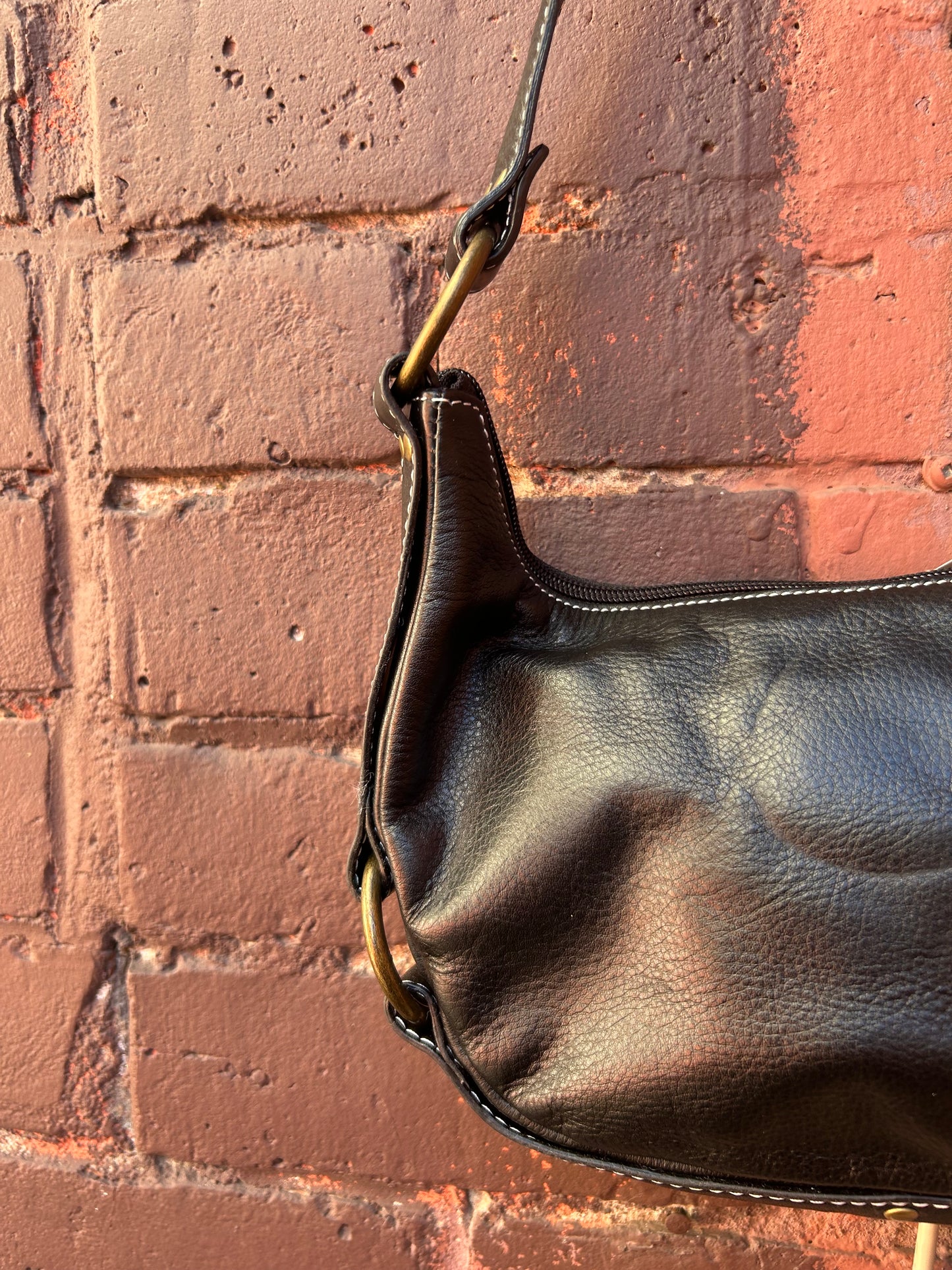 Y2K Vintage Danier Black Leather Shoulder Purse