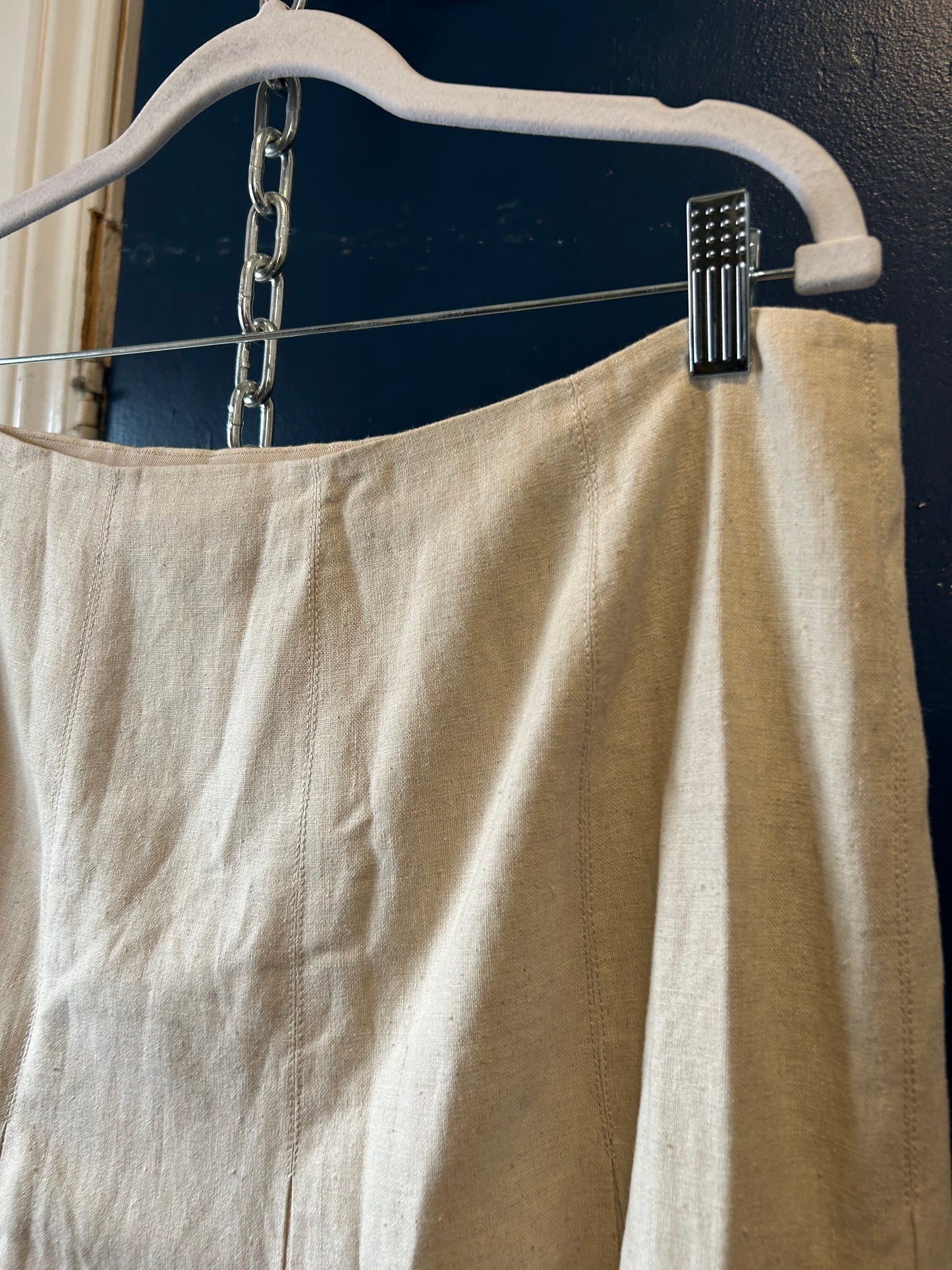 Y2K Vintage Liz Claiborne Deadstock Beige Linen Cotton Skirt / 36 Waist