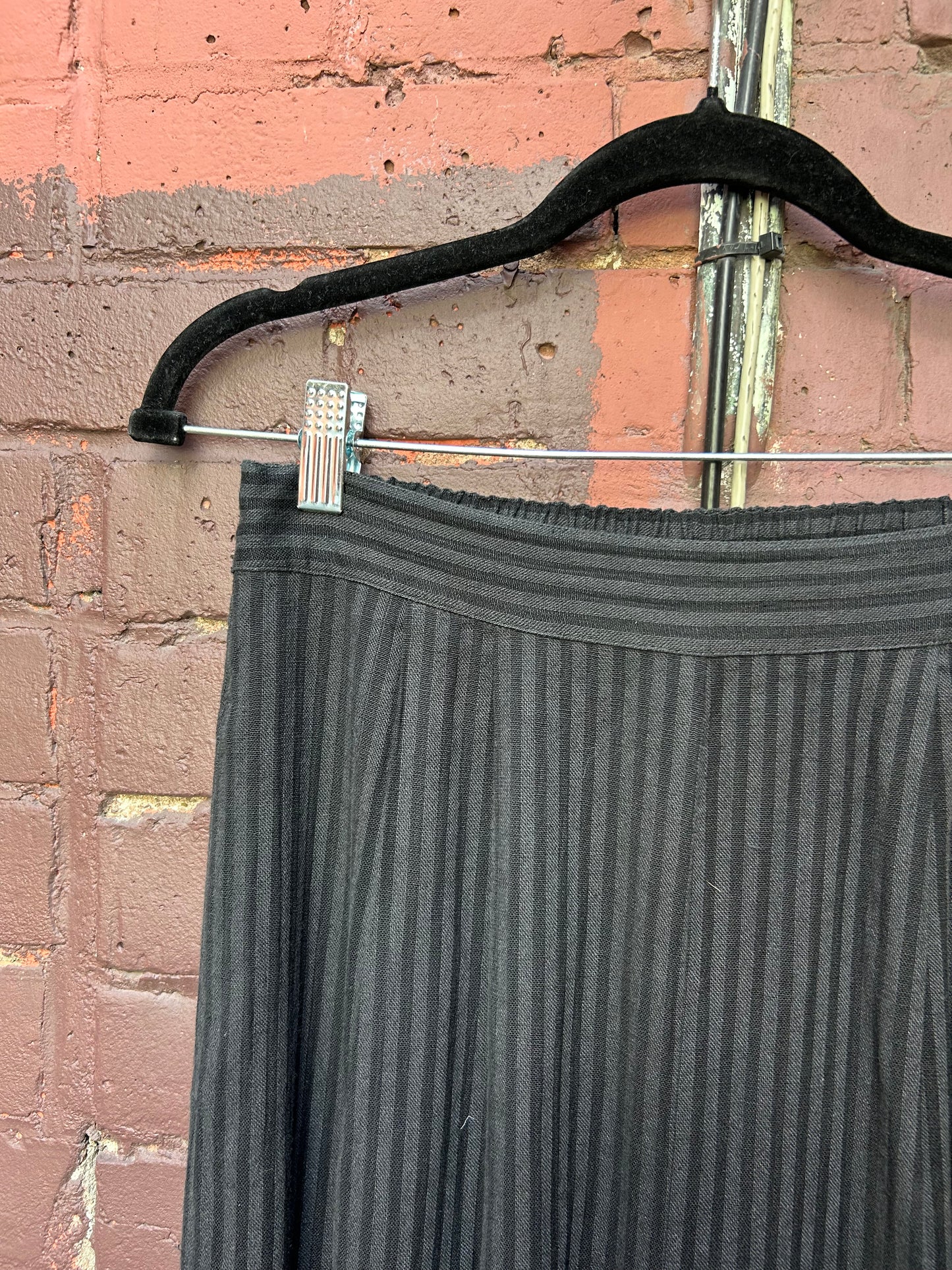 Y2K Vintage Black Striped Linen Cotton Trousers / 28-30 Waist