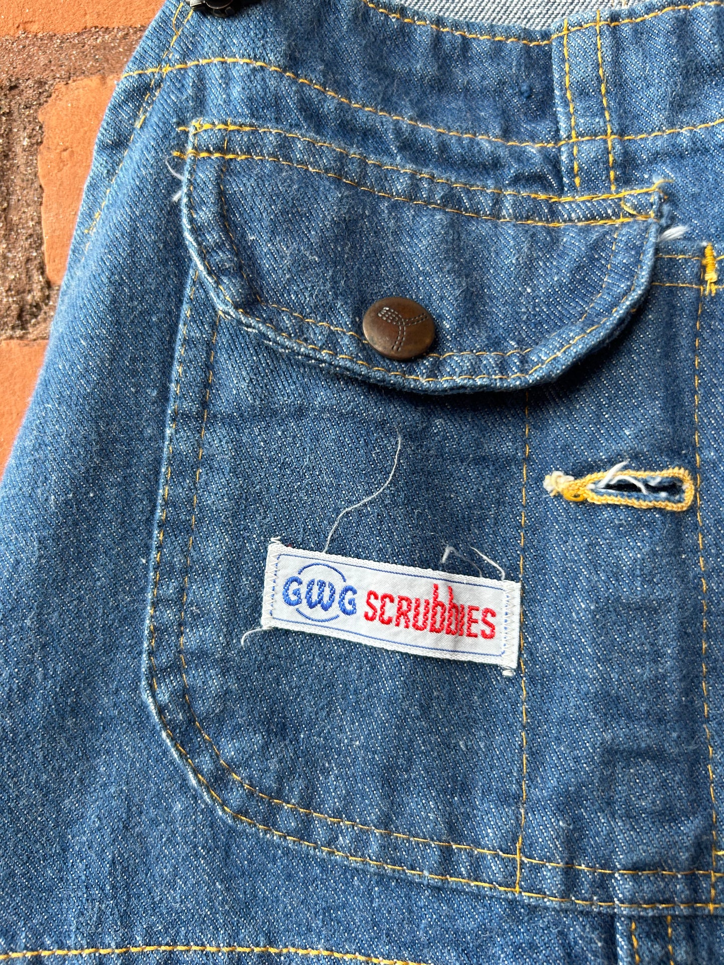 70’s Vintage GWG Denim Bellbottom Overalls / 32 Waist