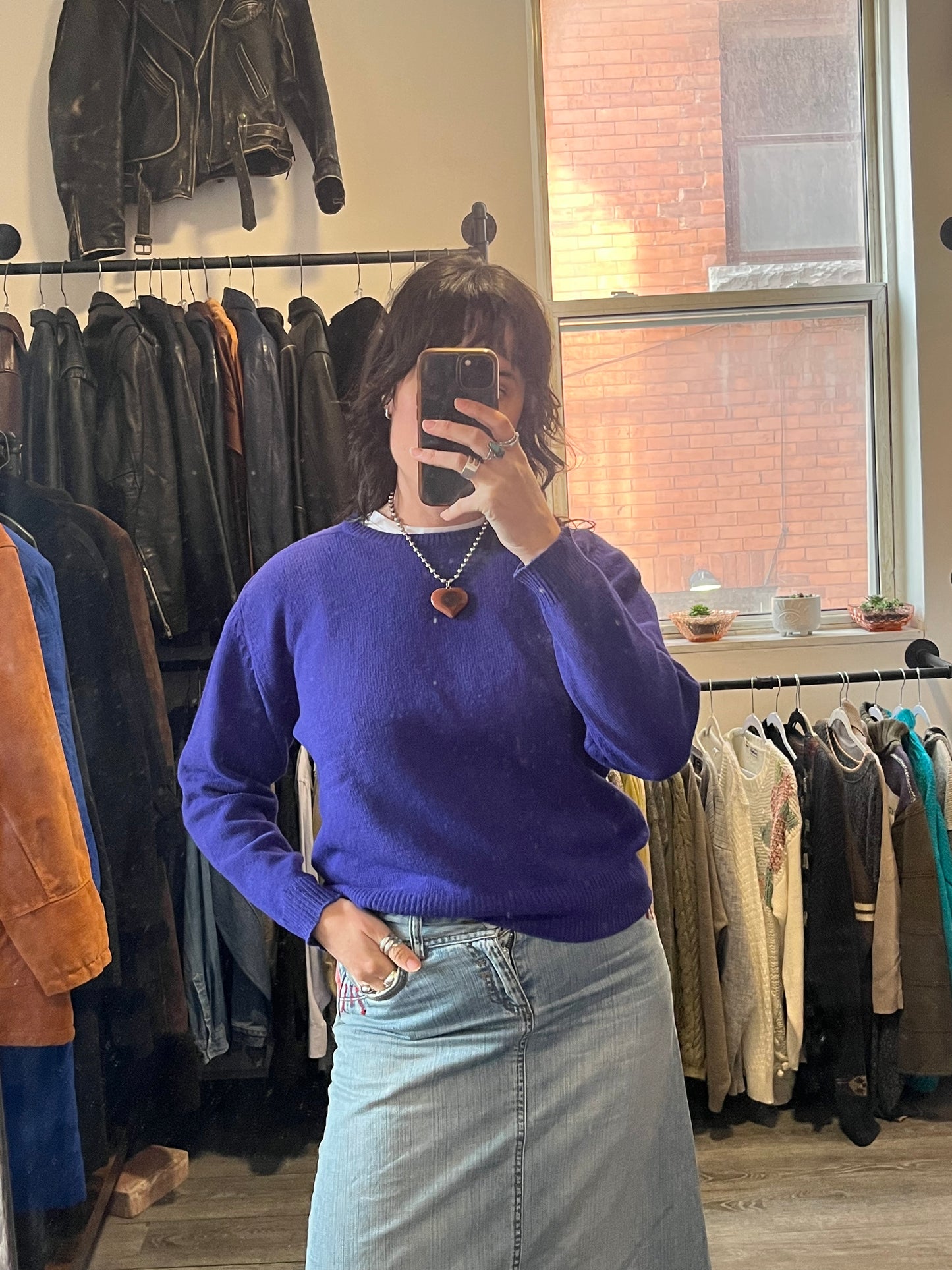 90’s Vintage Blue Lambswool Sweater / Size M