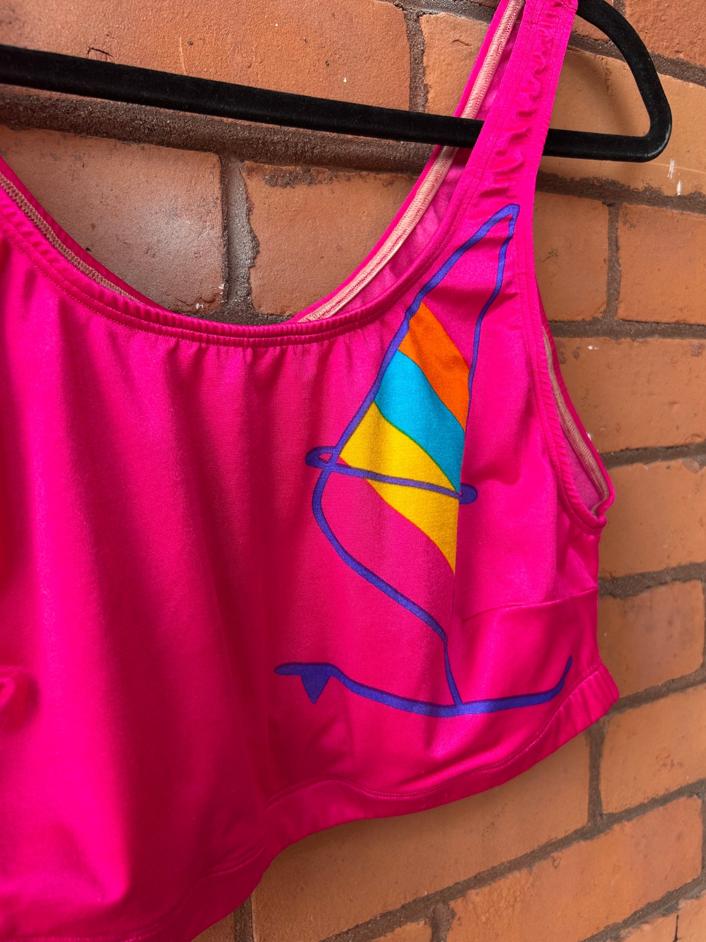 90’s Vintage Pink Sail Boat Swim Top / Size L