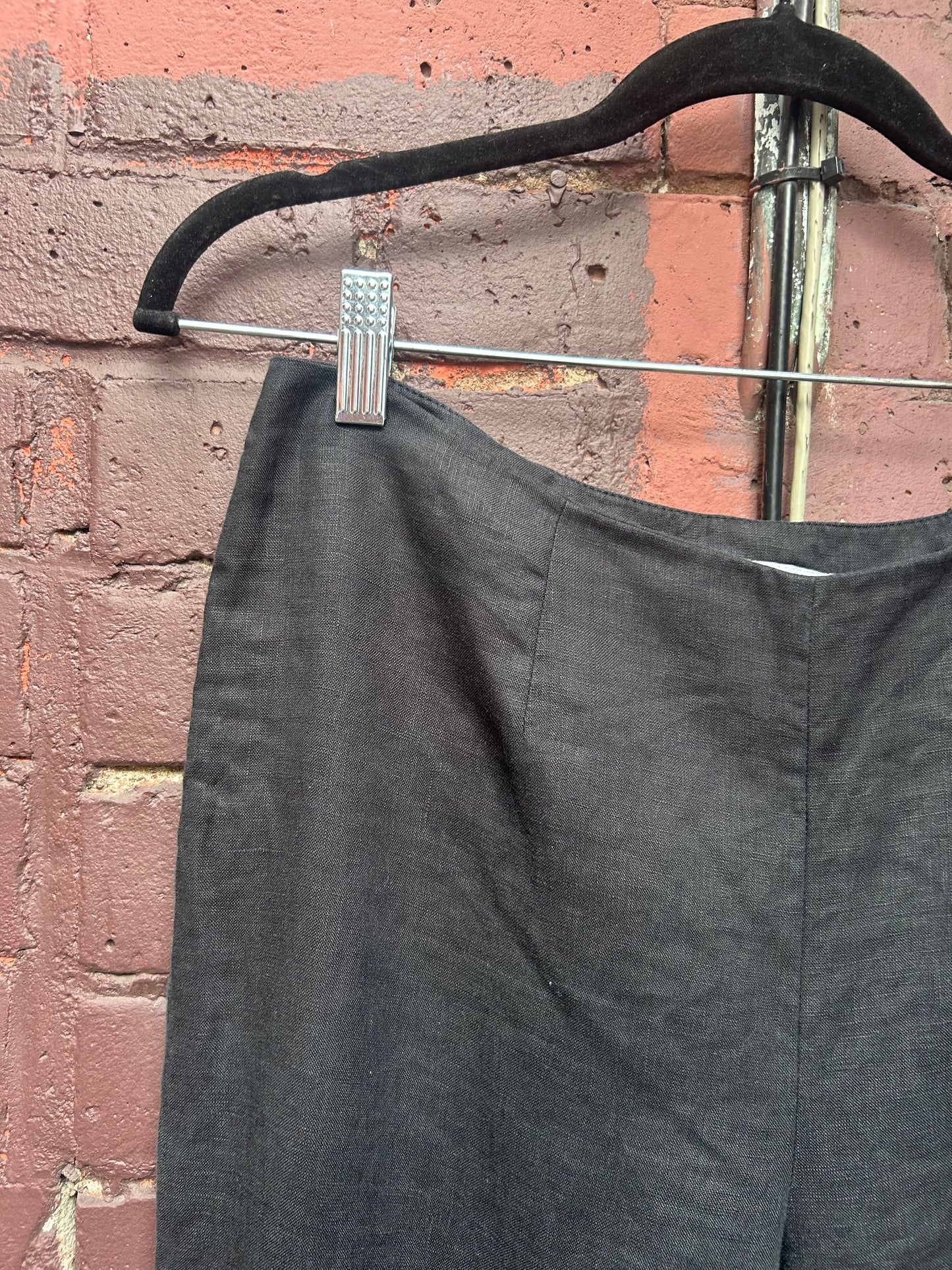 Y2K Vintage Black Linen Capris / 31 Waist