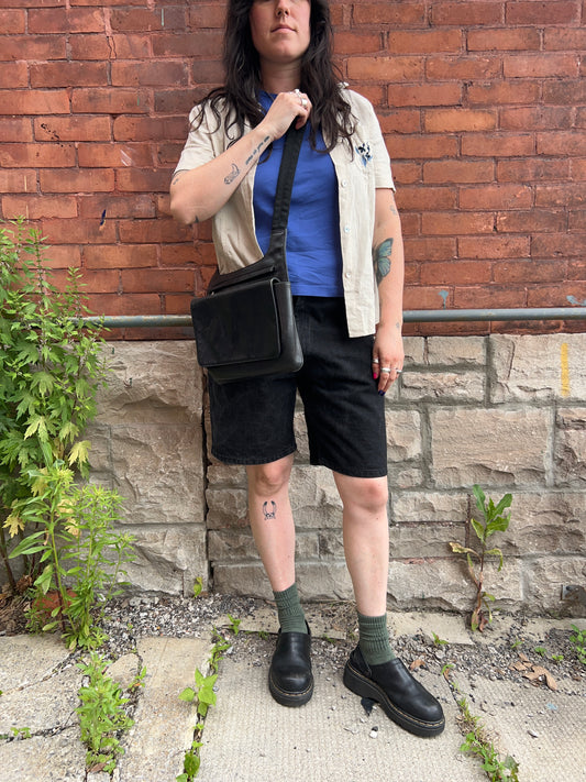 90’s Vintage Danier Black Leather Crossbody Bag