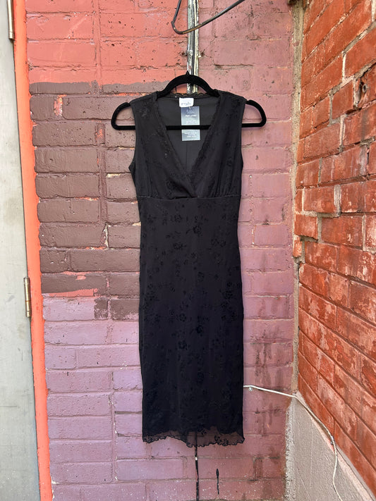 Y2K Vintage Black Lace Grunge Midi Dress / Size XS