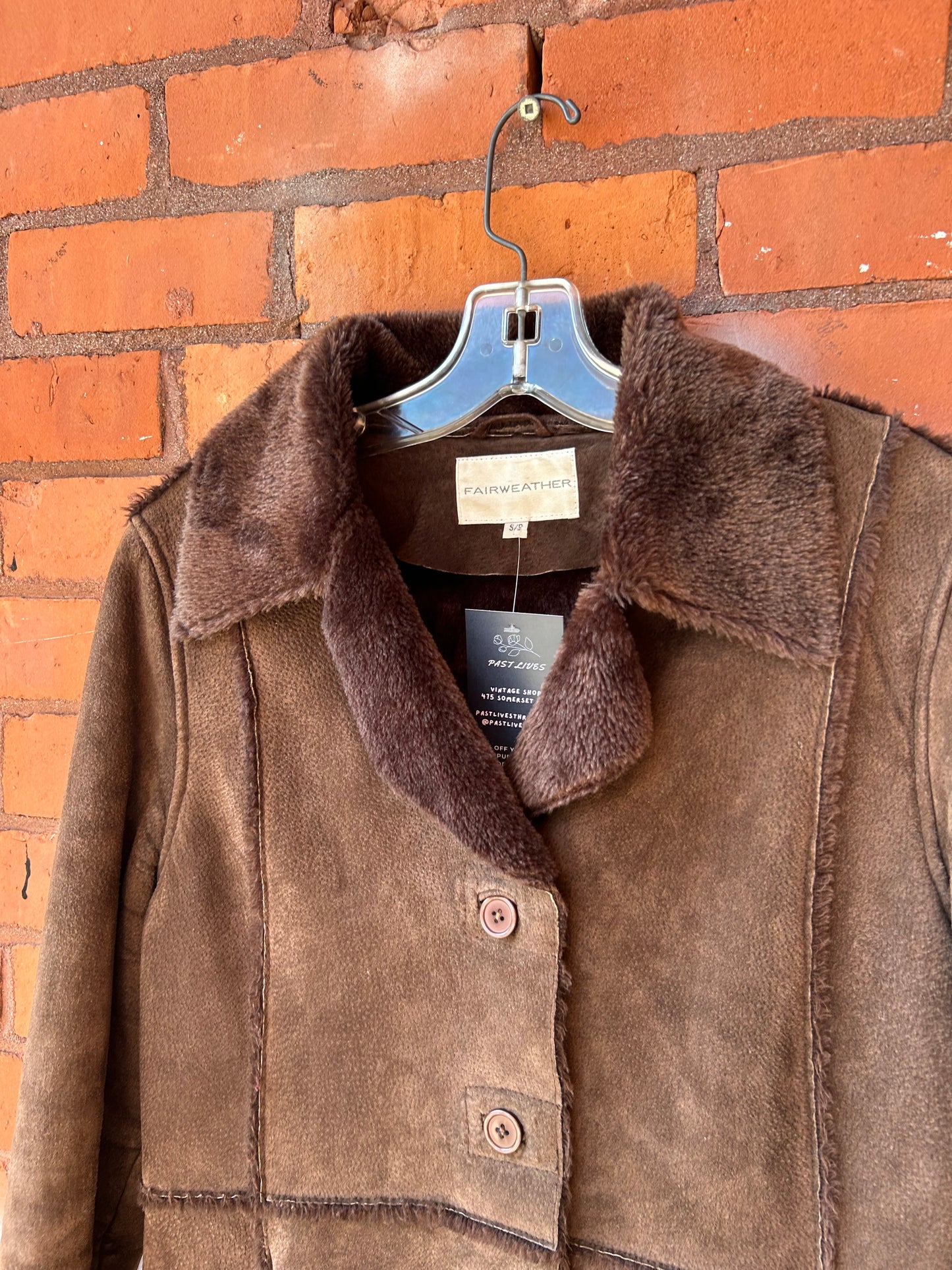 90’s Vintage Brown Suede Patchwork Midi Jacket / Size S